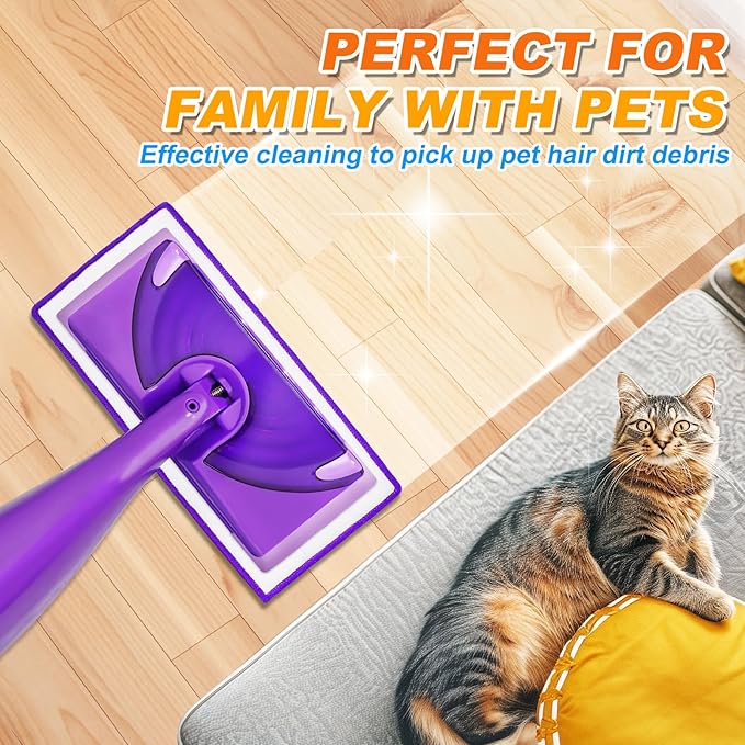Microfiber Wet Jet Refills Compatible with Swiffer WetJet Mop, 6 Pack, Purple