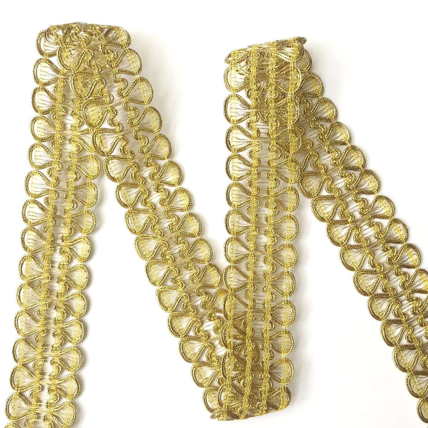 levylisa 10.9 Yards Metallic Braid Lace Trim Lace Ribbon Decorated Gimp Trim for Sewing and Crafting (Gold)