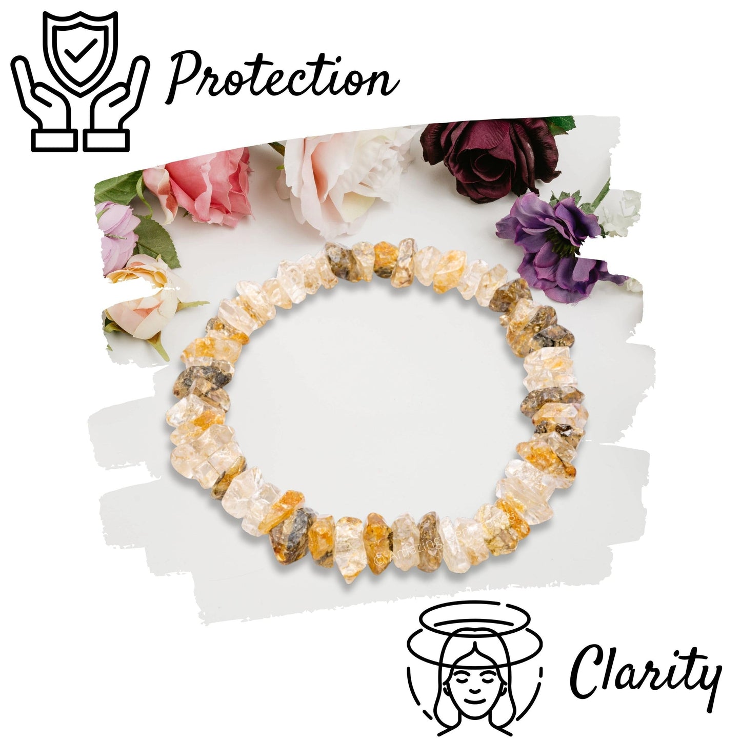Amazing Gemstone Chips Bracelet (Golden Rutilated Quartz)
