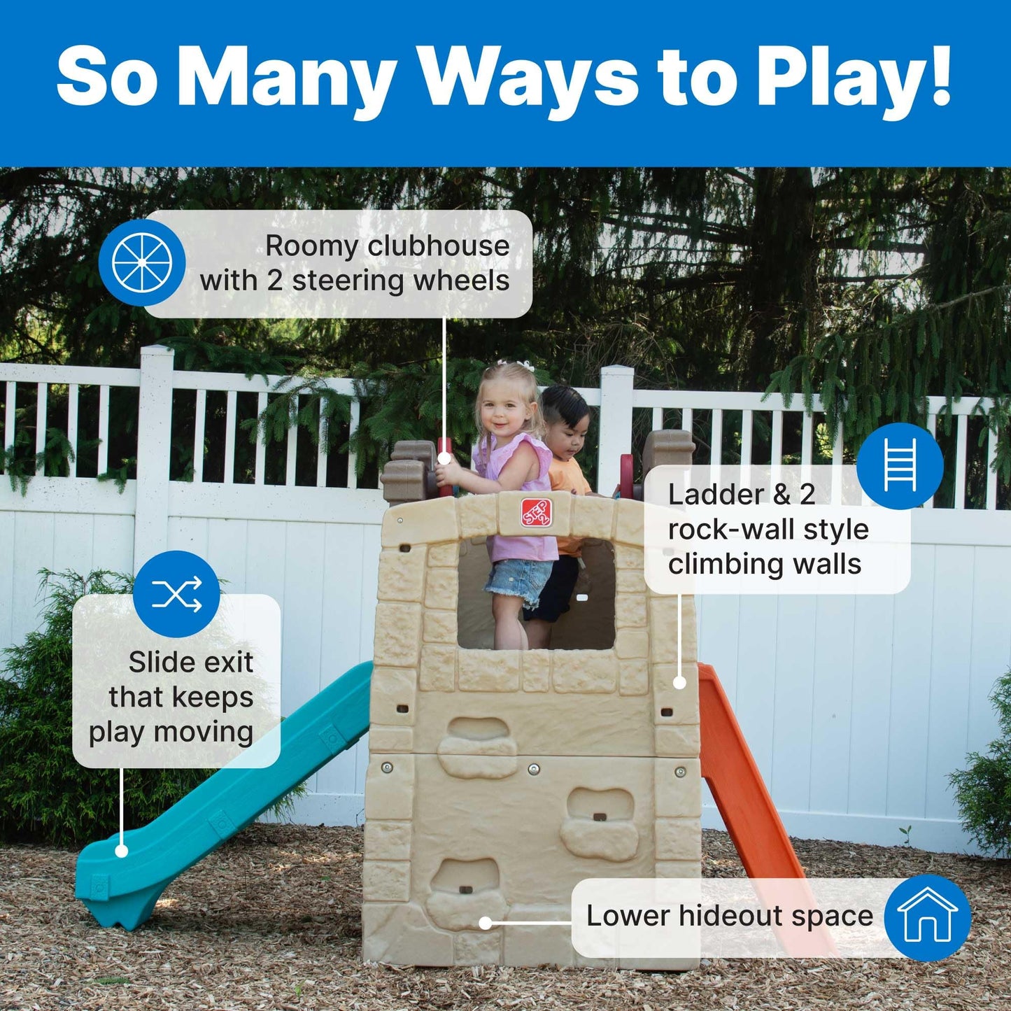 Step2 Woodland Climber II Kids Playset, Ages 2 –6 Years Old, Toddler Slide and Climbing Wall, Outdoor Playground for Backyard, Sturdy Plastic Frame, Easy Set Up