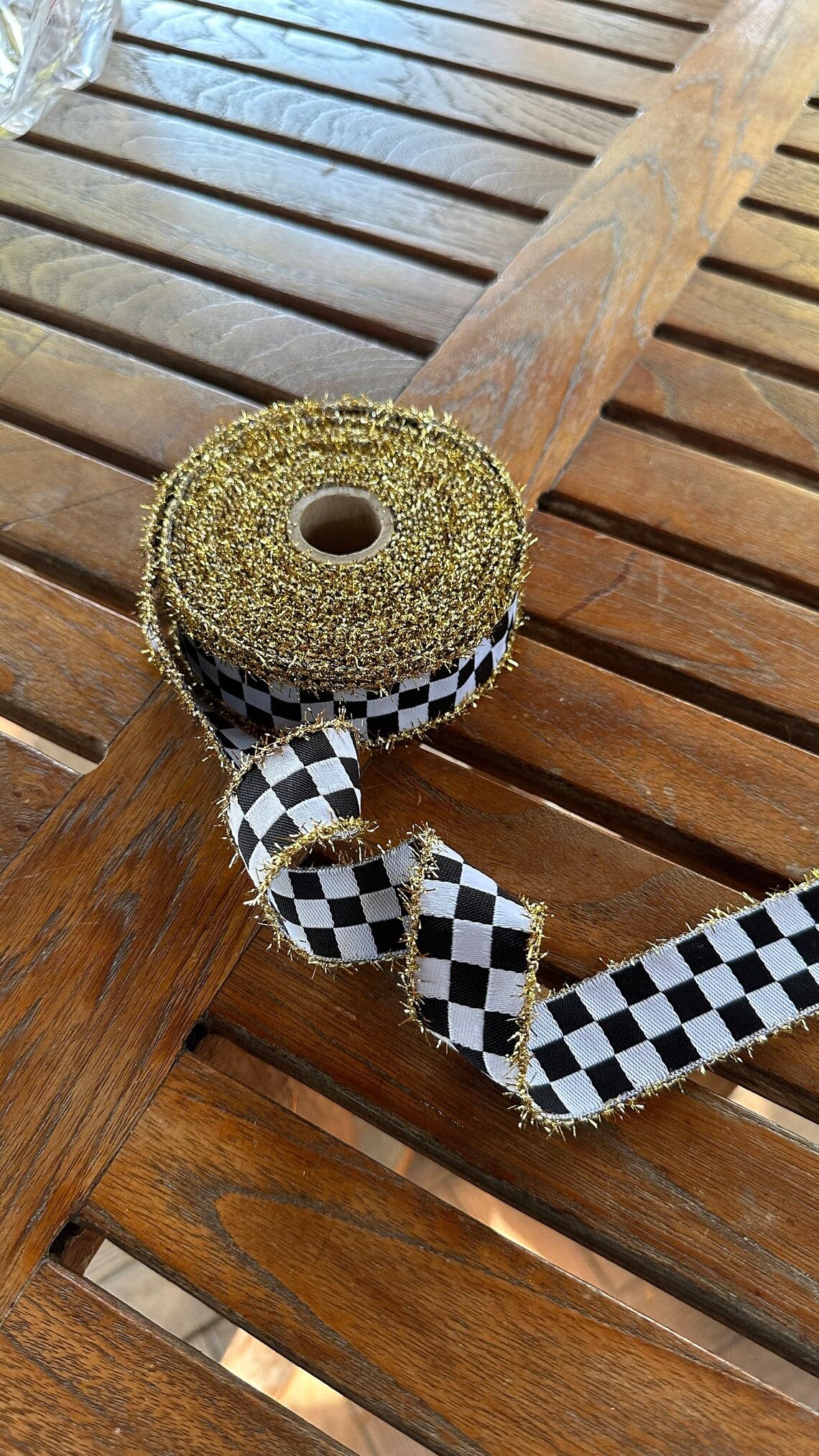 Fringed Edge Checked Ribbon – 1.2" Wide x 11 Yards Long – Wired Plaid Craft Ribbon for Christmas Decorations, Gift Wrapping, Holiday Wreaths, Bows, DIY Projects & Seasonal Crafts (V3)