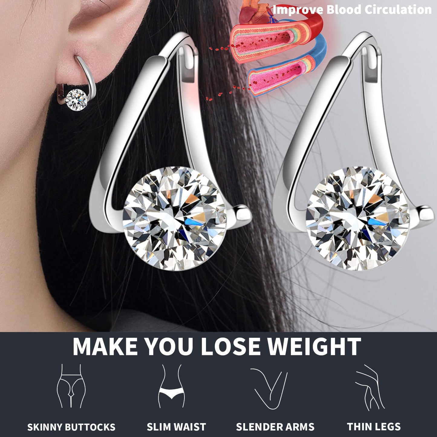 Lymphvity Germanium Earrings, Lymphvity Magnetherapy Germanium Earrings (2 Pairs Gold + Silver)