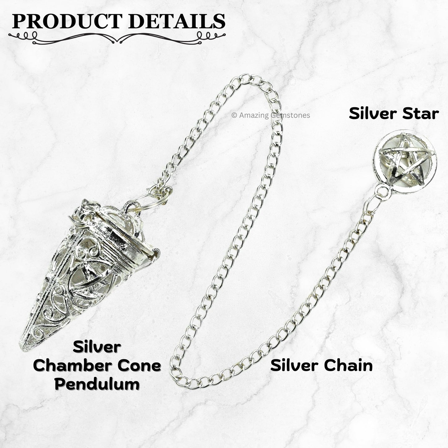 Amazing Gemstone Healing Metal Pendulums for Divination, Silver Chamber Cone Steel Copper Pendulum High Energy Pendulo de Bronce Pendulos de Mesa MP46