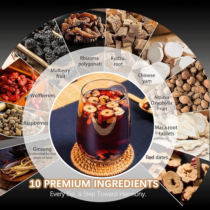Ginseng Ten Treasures Tea, Natural Kidney Cleanse Detox Tea with 10 Precious Ingredients - All natural, No additives for Men - 260g