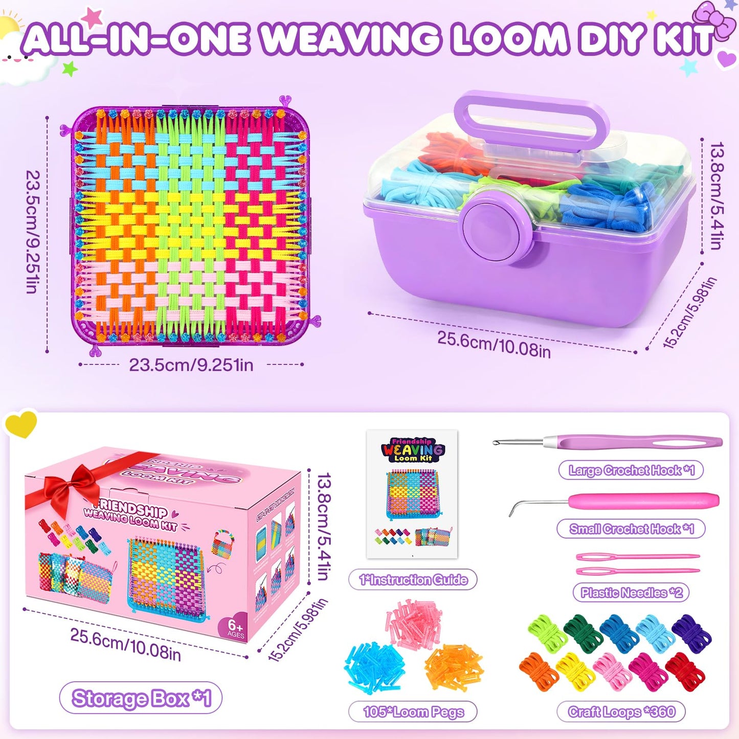 478 Pcs Weaving Loom Kit with Portable Case, Perfect for Making Handbags, Potholder Maker, Bracelet for DIY Crafters & Makers, Complete Craft Kit with Hooks, Gift for Christmas, Birthday, Purple