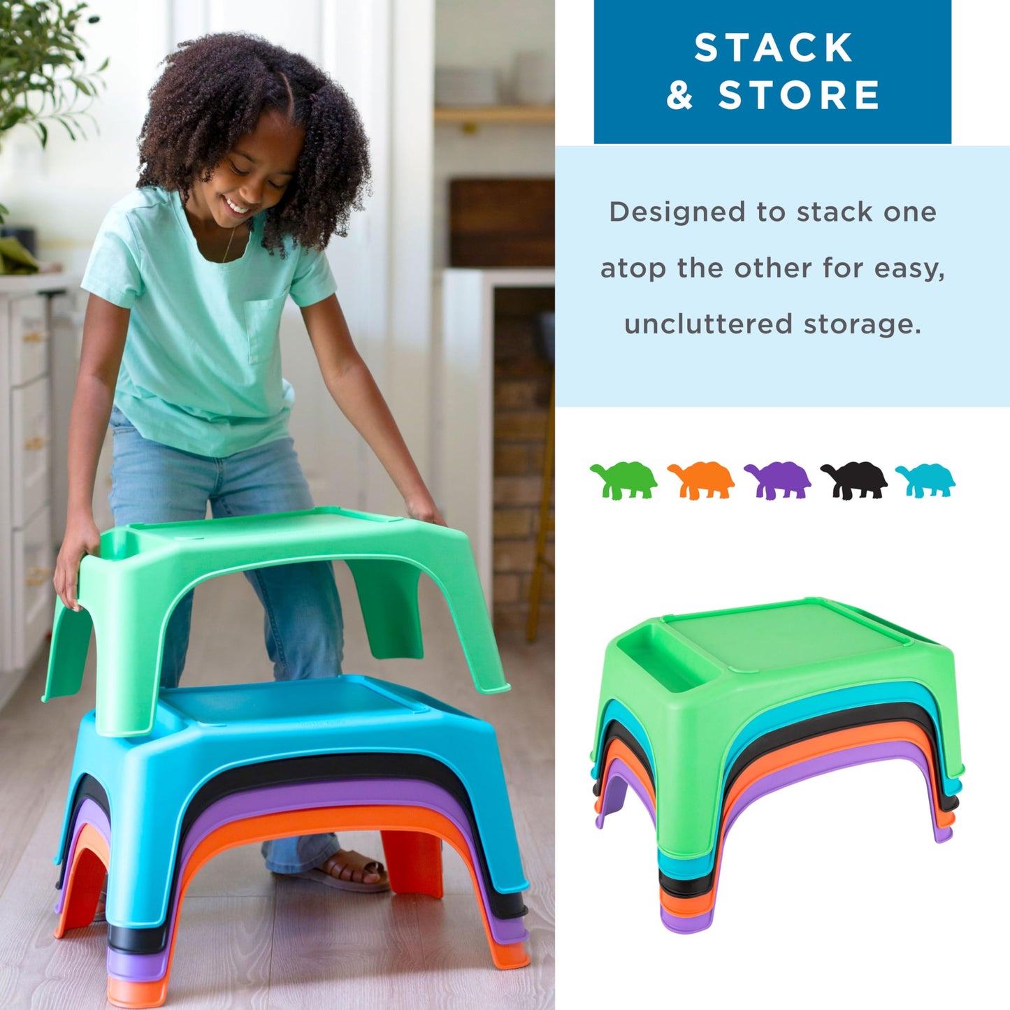 LAPGEAR Turtle Table Kids Flexible Seating Lap Desk Tray with Storage for Snacks, Play, Classroom, and Sensory Activities - Green - Style No. 20101
