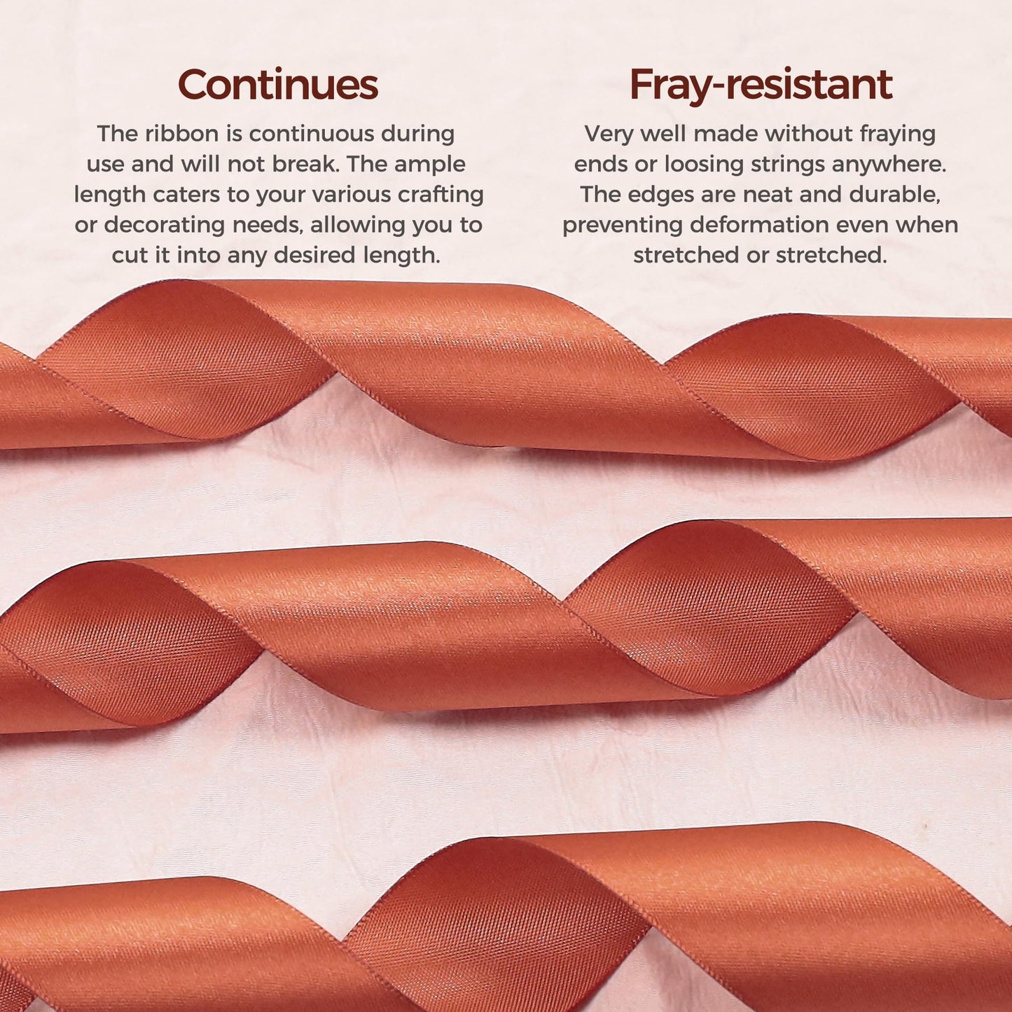 Copper Satin Ribbon 1-1/2 inch X Continuous 100 Yards, Single Face Polyester Ribbon Perfect for Gift Wrapping, Flower Bouquet, Wedding Decor, Crafts, Bow Making, Sewing and More