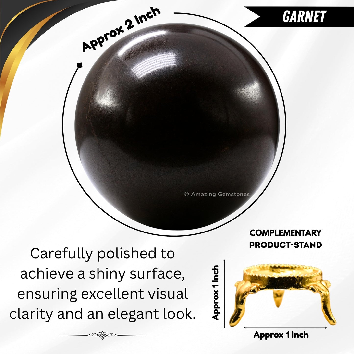 Amazing Gemstone Garnet Crystal Ball with Stand - 2 Inches Crystal Sphere Meditation Balls for Witchcraft and Decorative Balls