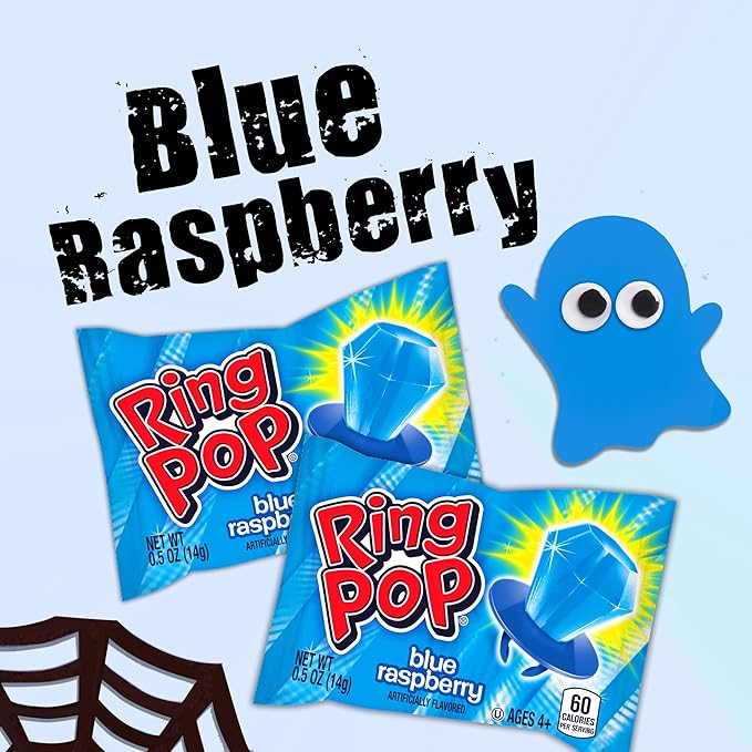 Ring Pop Individually Wrapped Candy 70 Count Bulk Lollipop Pack – Christmas Candy Bulk Individually Wrapped, Blue Raspberry Flavored Lollipop Suckers, Gender Reveal, Baby Showers & Stocking Stuffers