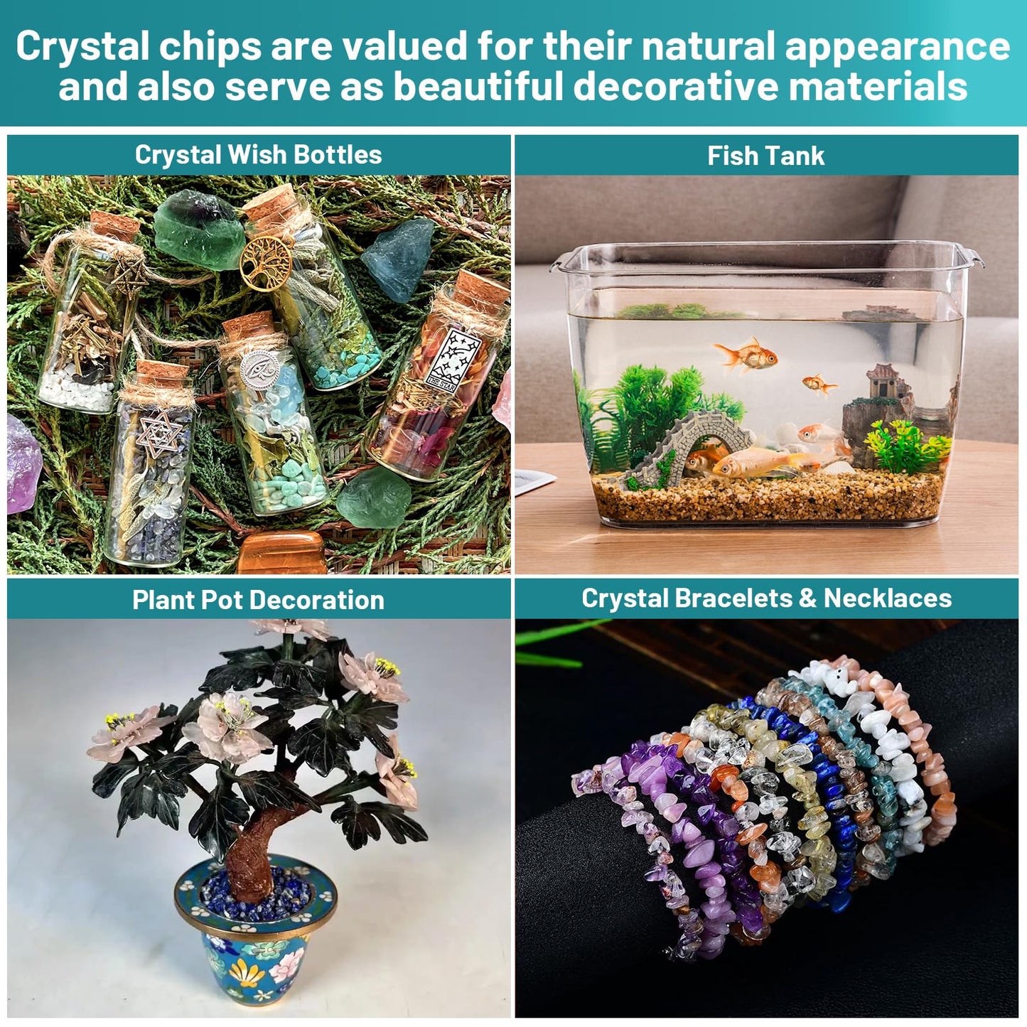 1.1lb Crushed Howlite Turquoise Crystal Tumbled Chips-Howlite Turquoise Healing Crystals Chips Bulk, Crushed Crystal Gemstones for Crafts, Beautiful Package for Gift