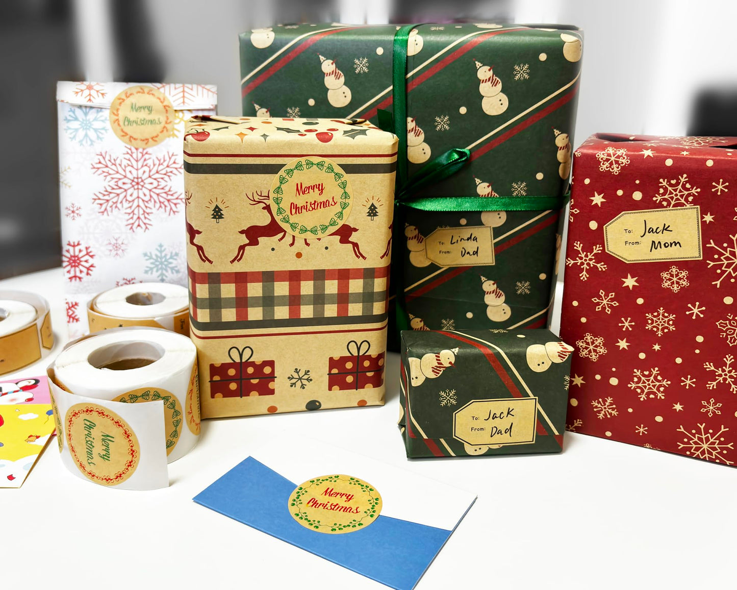 500 PCS Gift Tag Stickers, 1.18" x 2" Brown Kraft to and from Gift Name Labels, 4 Different Design, Self Adhesive Christmas Tags Valentines Day Stickers Holiday Present Stickers