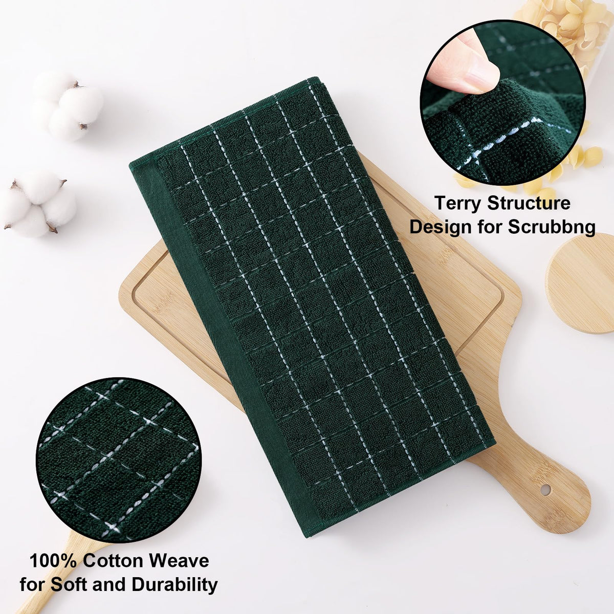 100% Cotton Terry Kitchen Dish Cloths (12 Count)