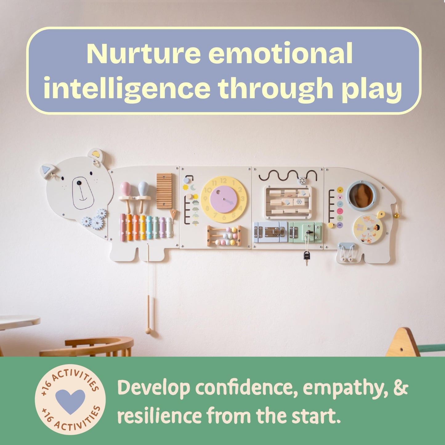 Sensory Wall Panel for Kids – Toddler Learning Activity Center - Emotional Development & Fine Motor Skills – Toddler Learning Activity Center- Busy board Montessori toys