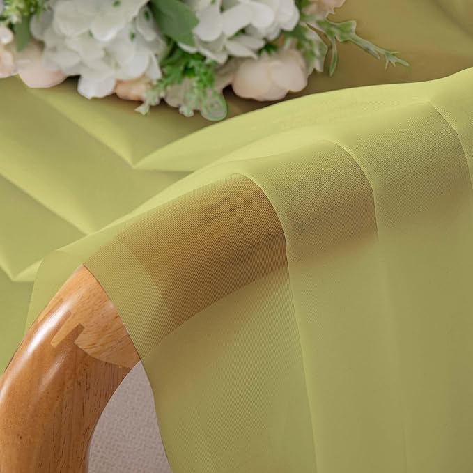 Chyhomenyc Sheer Curtains 108 Inch Length 2 Panels Set, Extra Long Light Filtering Solid Voile Window Drapes for Living Room Bedroom, 42Wx108L, 9FT Length, Set of 2, Lemon