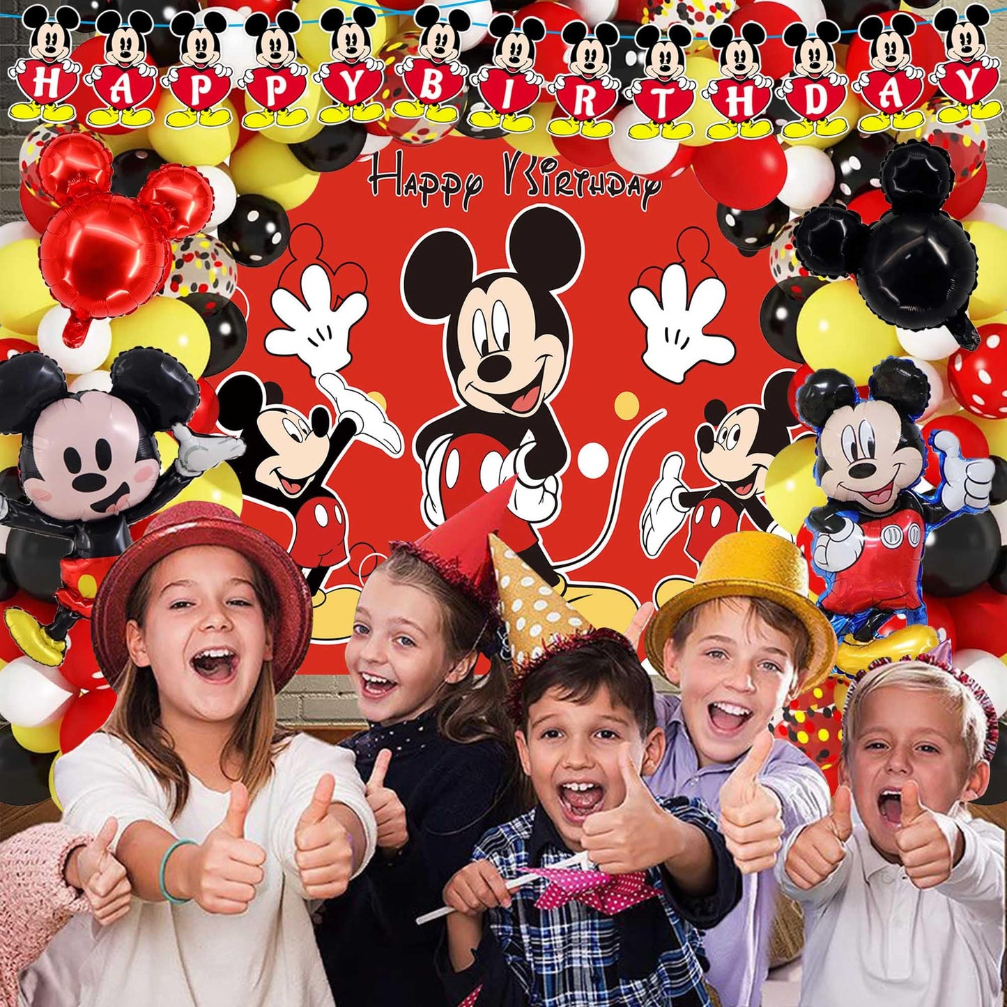 Red Themed Birthday Party Decorations Kit, Includes Happy Birthday Banner,Foil Balloons,Tablecloth,Backdrop,Plates,Napkins, Adult Themed Party Supplies