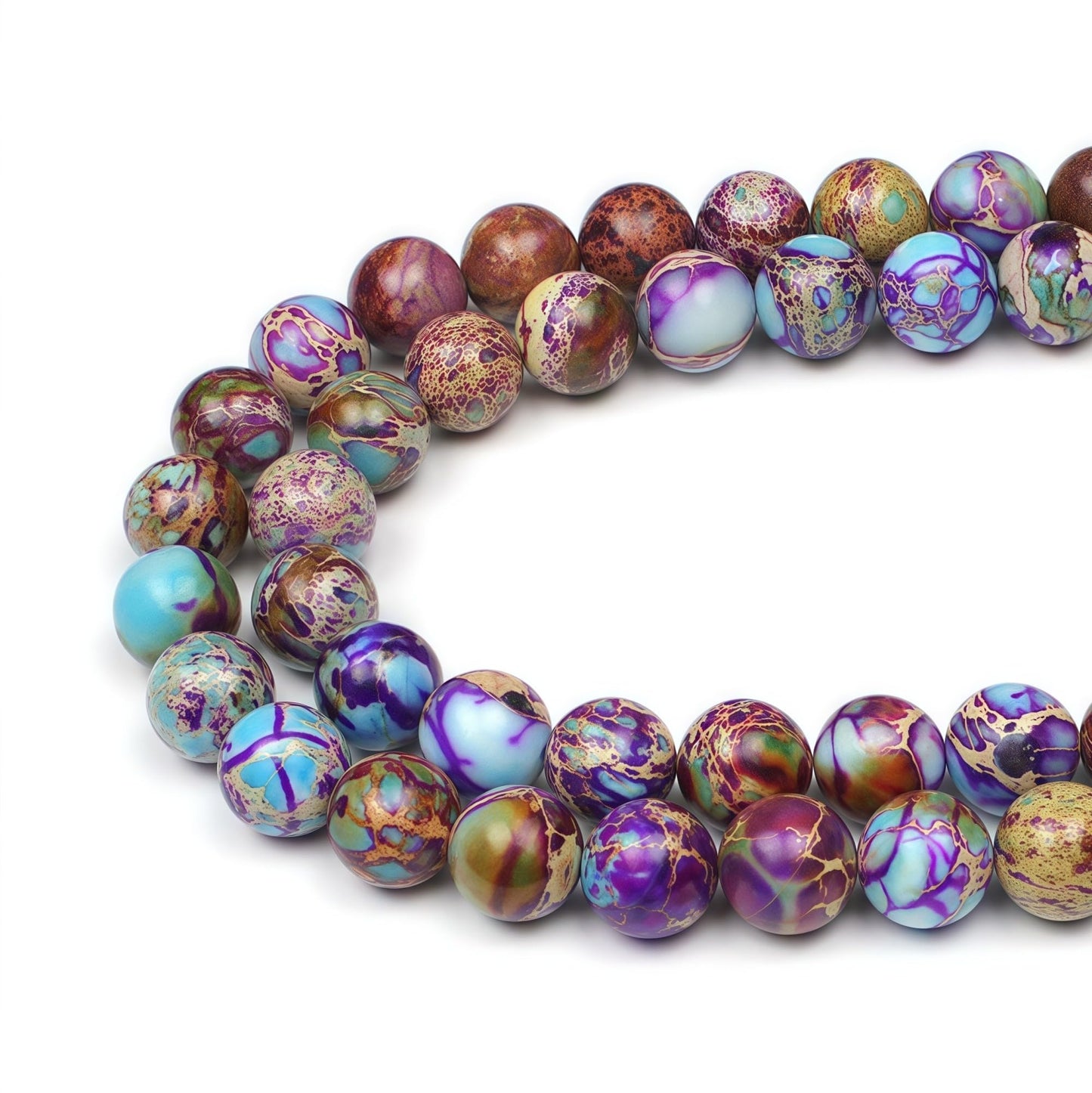 MJDCB 4mm Purple Blue Imperial Jasper Gemstone Beads Round Loose Stone Bead for Jewelry Making Bracelets Necklaces