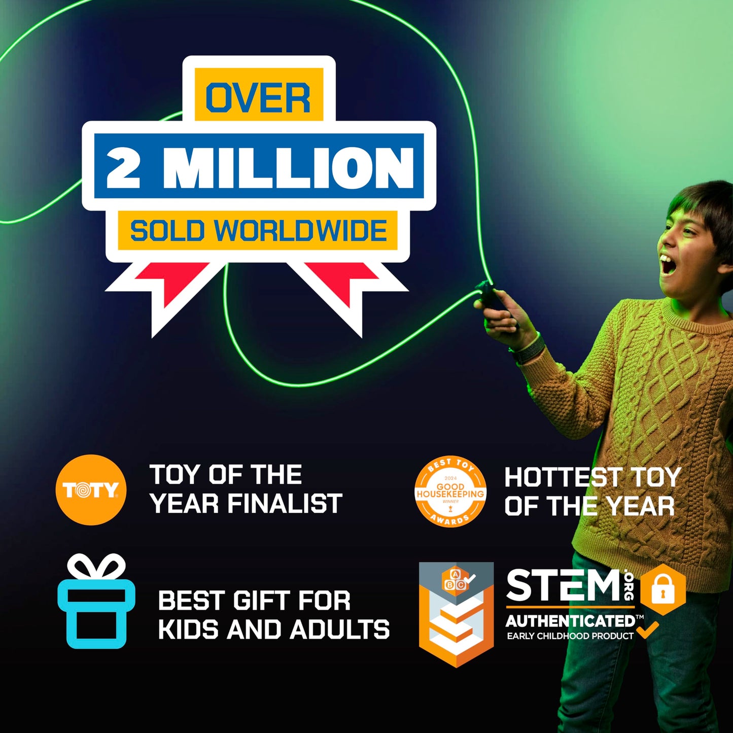 ZipString Luma - The Patented Glow-in-The-Dark Toy that Flies a Loop of String, Creates Endless Shapes and Tricks Built-in LED for Glowing Fun. Perfect STEM Gift for Kids & Adults. Wonderment Awaits