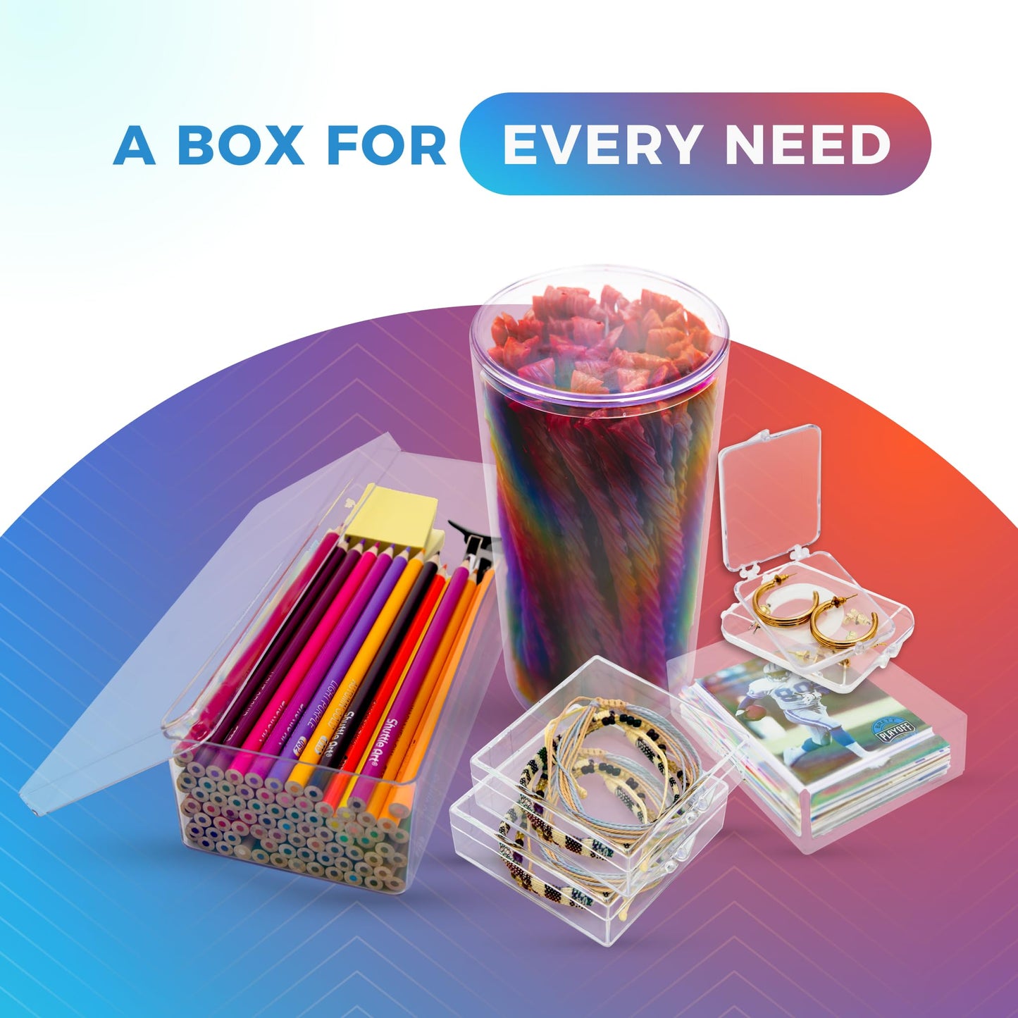 Gary Plastic Packaging Set of 6 Acrylic Boxes with Lids, 4" Square x 2" Tall, Made in USA, Clear Display Case for Collectibles, Rocks, Seashells and Crafts Storage & Organization