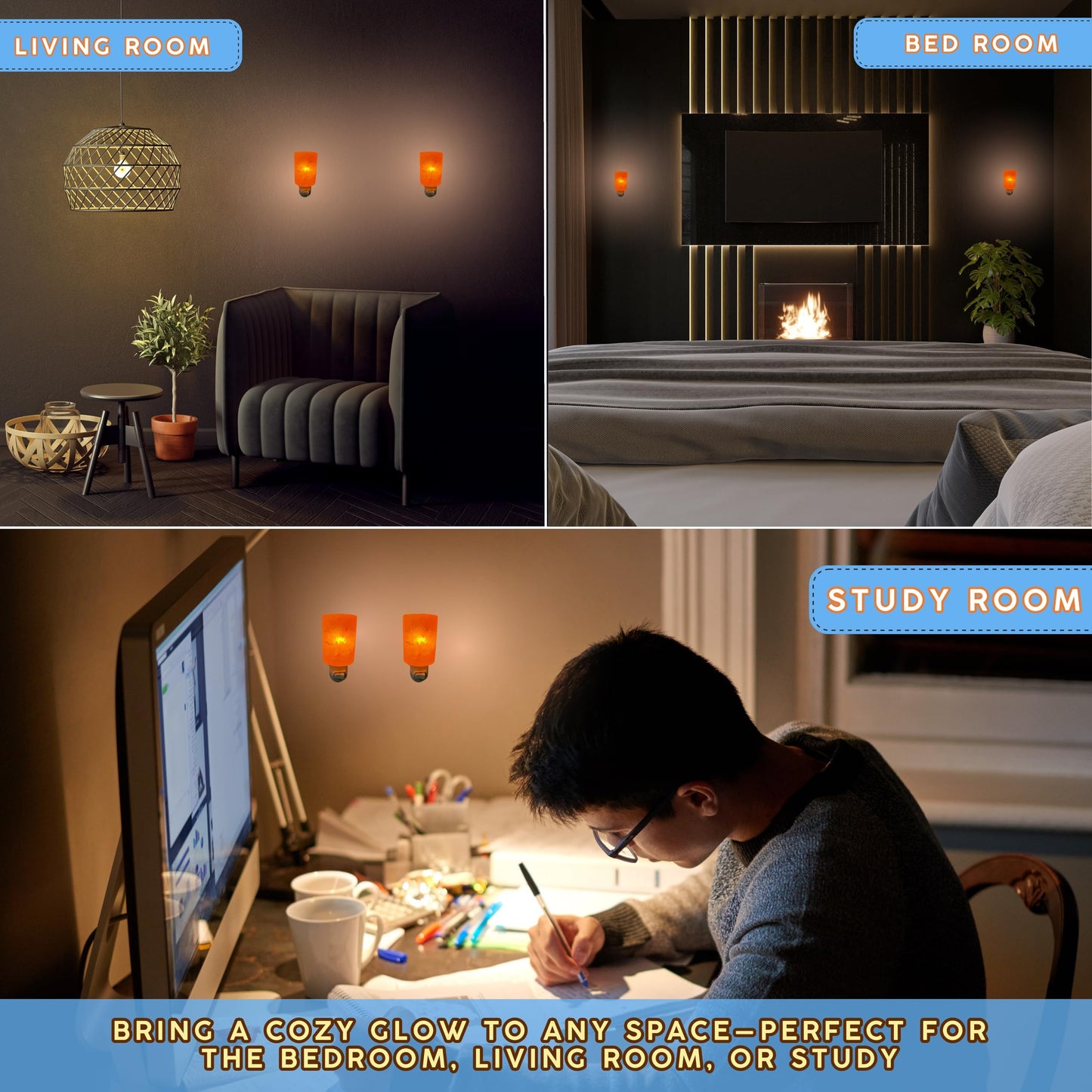 Spantik Himalayan Rock Salt Night Light Cylinder Shape 2Pack