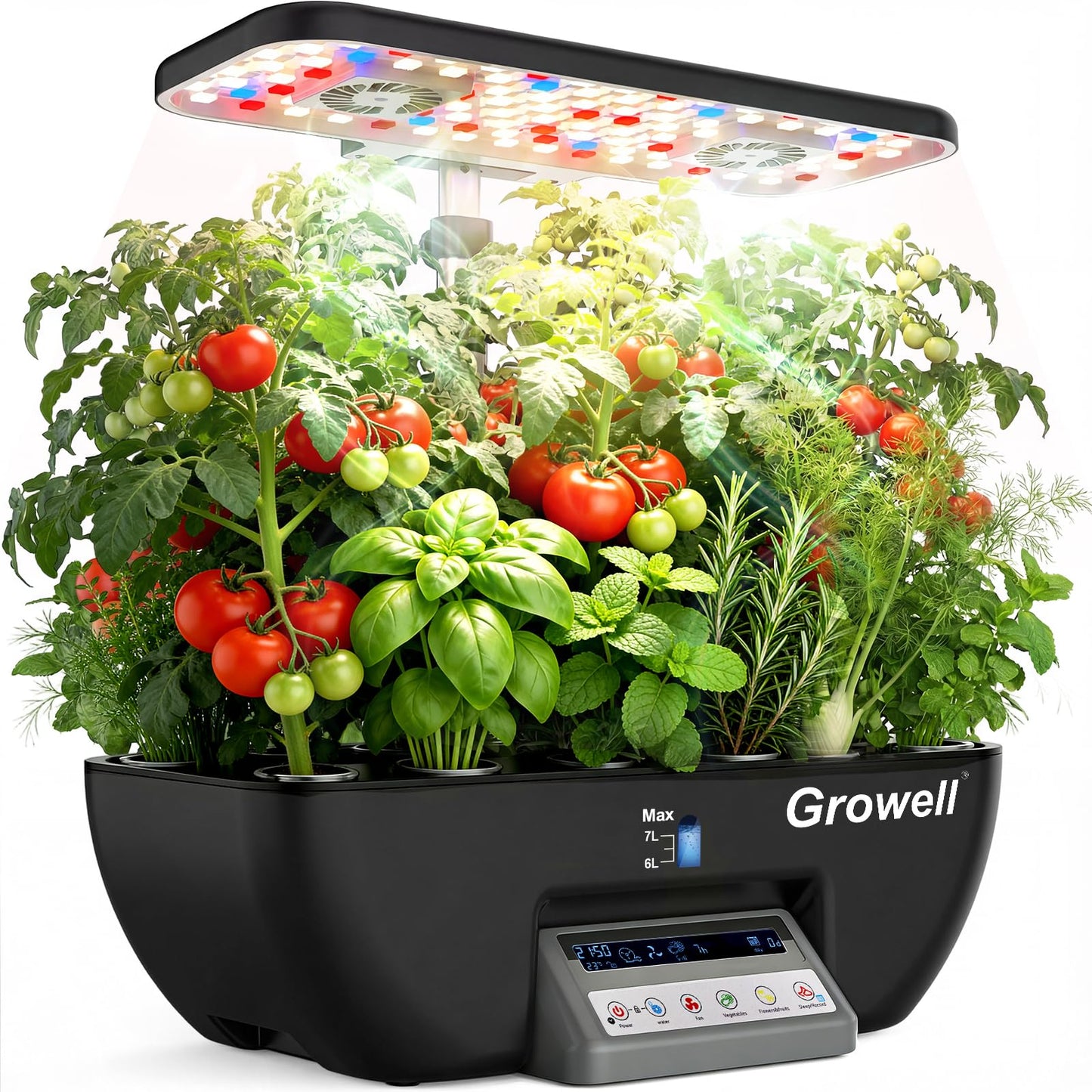Growell Hydroponics Growing System Kit, 17 Pods Indoor Herb Garden with 2 Fans Circulation, Grow Light, Smart Water Cycle, Auto Timer, 10L Water Tank, Perfect Indoor Gardening System Gifts(Black/Grey)