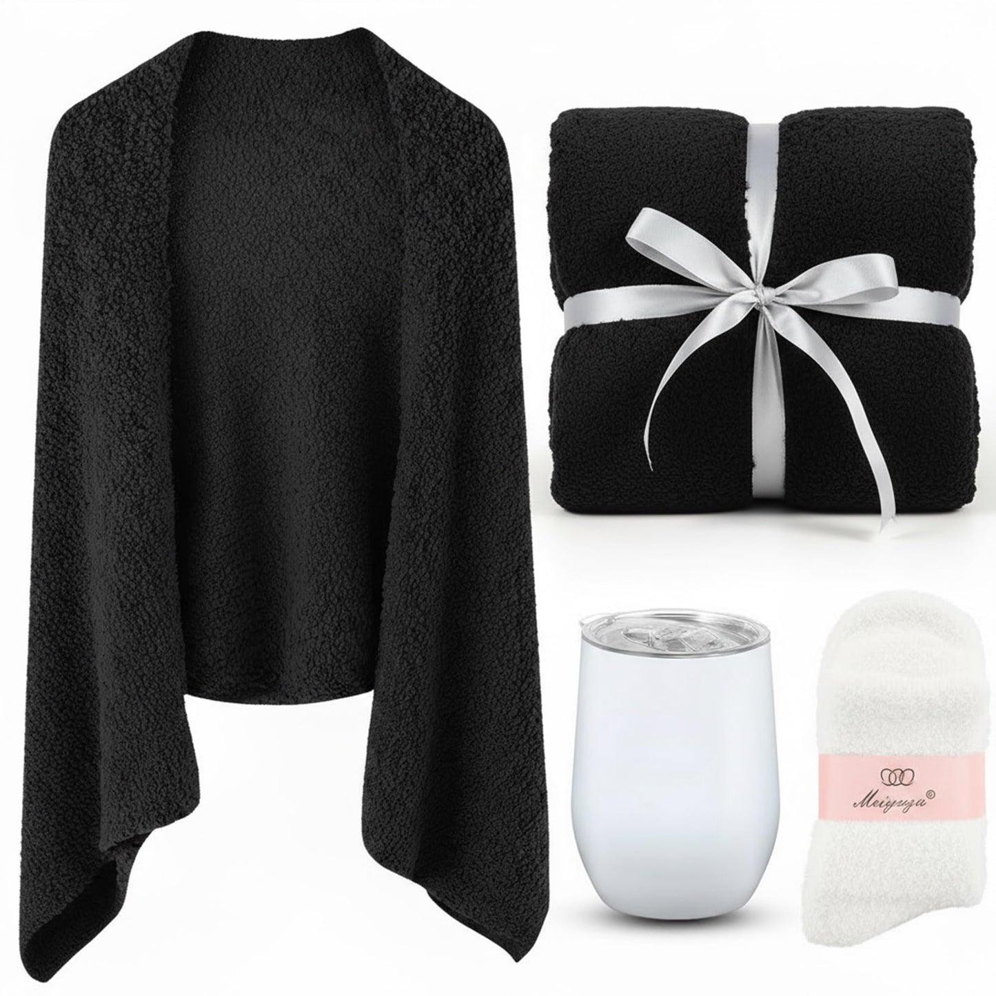 Chuarry Blanket and Sock Gift Set for Women Soft Shawl Wrap Birthday Box Care Package Unique Birthday Valentines Mother Gift