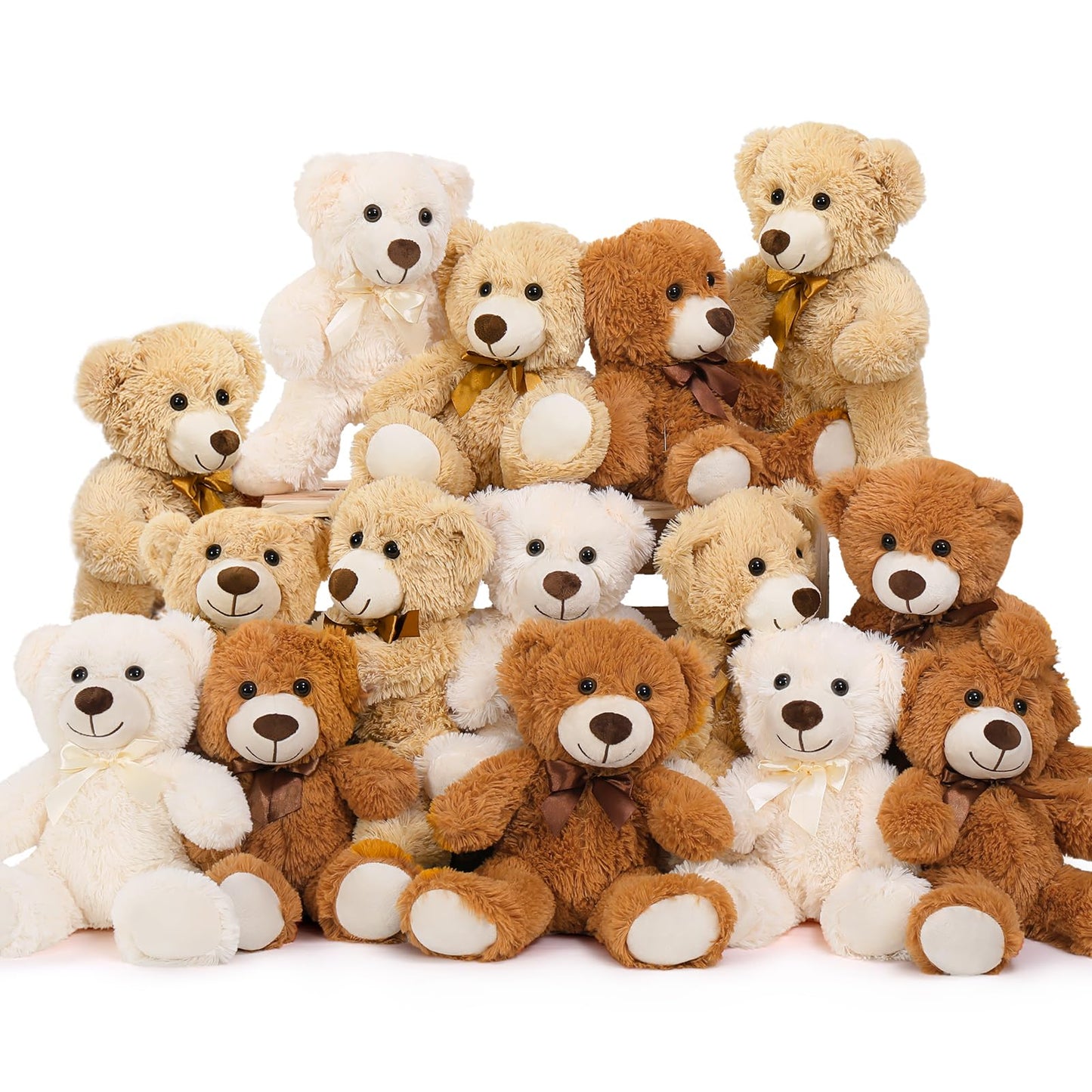 MaoGoLan 15 Pack Teddy Bears Bulk for Baby Shower, 14 in Small Teddy Bear Plush Toy, Cute Stuffed Bears Bulk for Kids Girlfriend, Wholesale Small Bear for Wedding, Birthday, Christmas