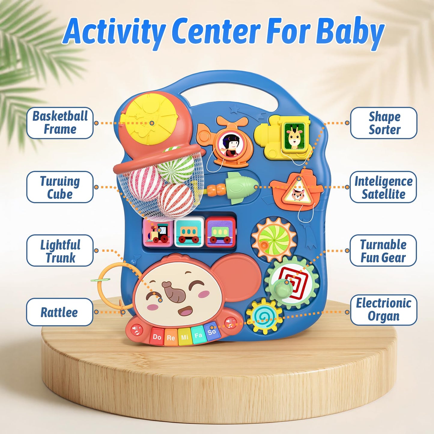 QDRAGON 3 in 1 Baby Walker and Activity Center for Boy, Learning to Walk, Sit to Stand, Early Educational Push Toys with Music Panel for Infant Toddler 12-18 Months Blue