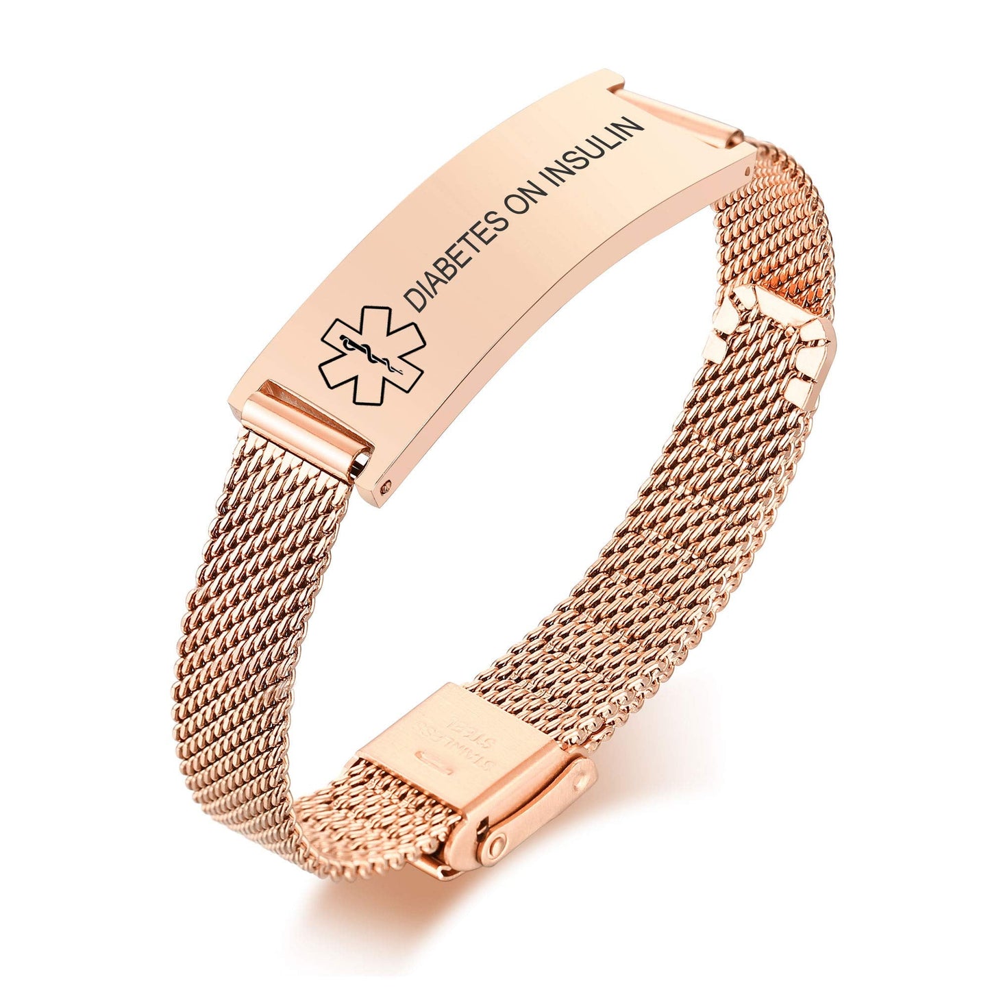 VNOX Diabetes ON Insulin Medical Alert Bracelets for Men Women with Adjustable