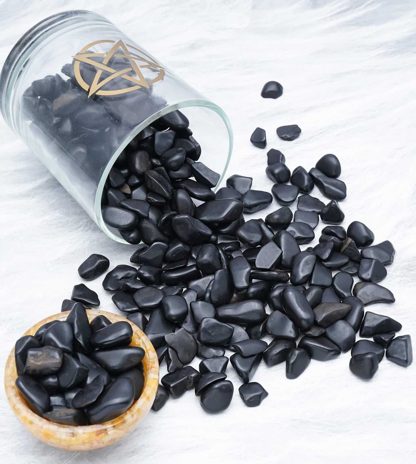 Black Tourmaline Crystal Chips bulk Gemstone Valentine Gift, Healing Crystal Natural Irregular Shaped Crushed Stone Reik Healing Tumbled Chips Crystal Chips for Witchcraft & Jewelry Making 1 Lb