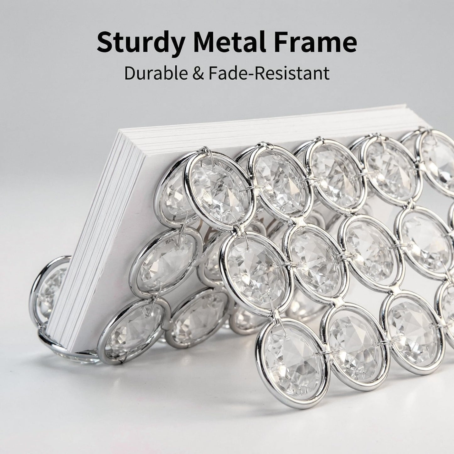 Feyarl Crystal Business Card Holder Stand Office Business Name Cards Display Sparkly Desktop Gift Card Photo Organizer Storage for Office Meeting Desk Front
