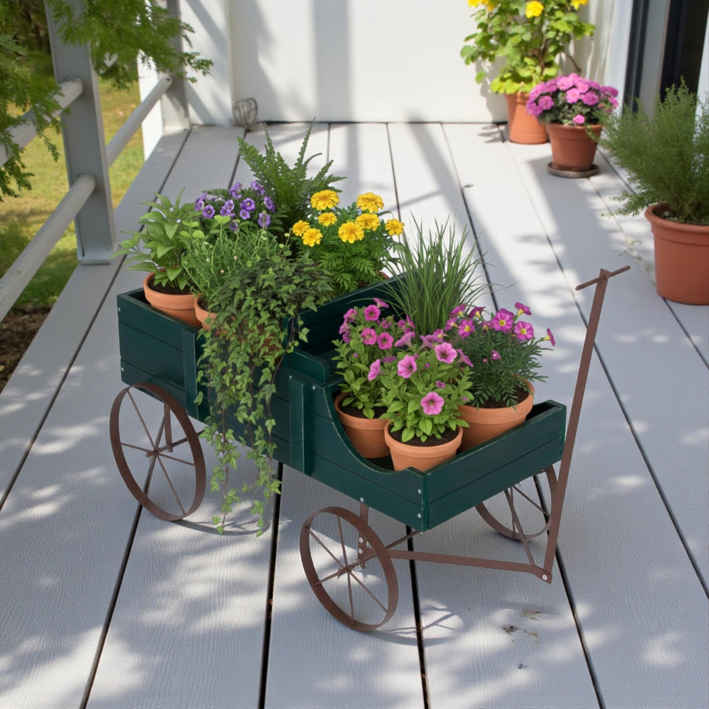 Shine Company 4942GR Wagon Planter, Large, Green