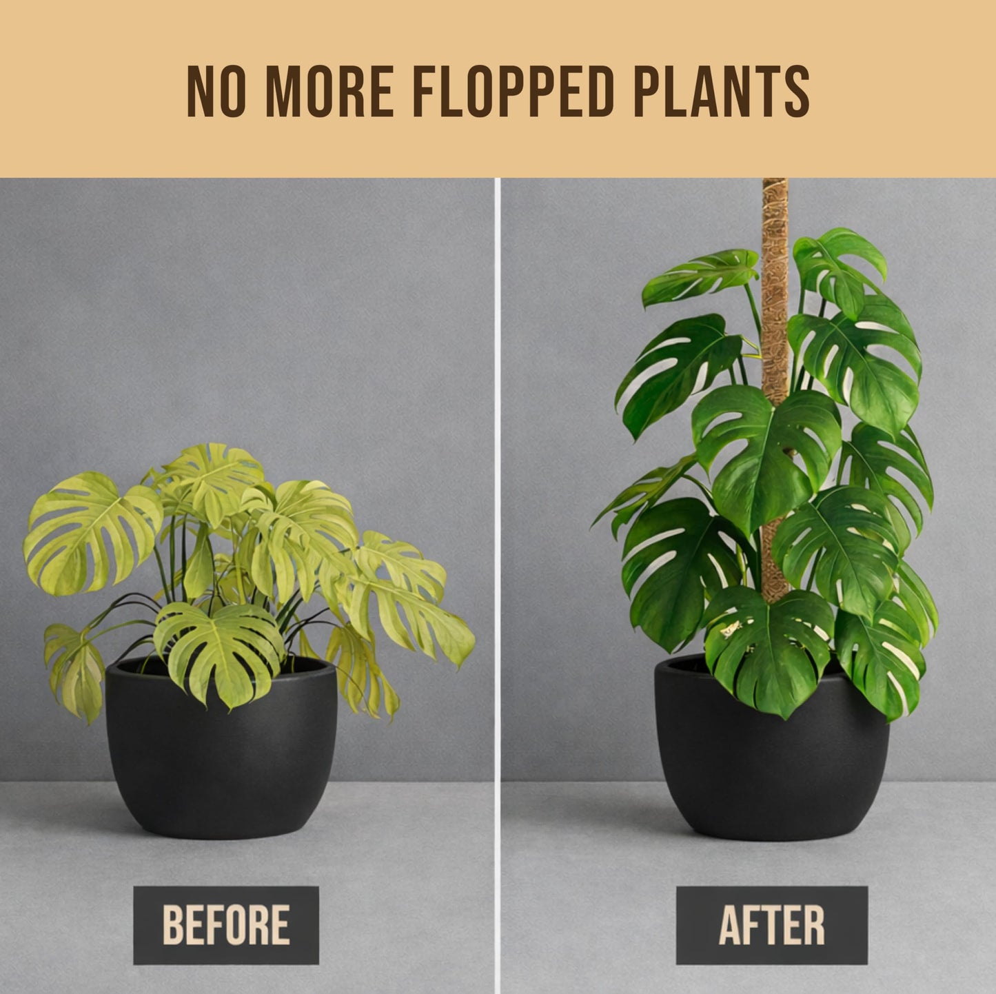 Craft911 Moss Pole Monstera Plant Support – 2 Pack 64” Bendable Moss Pole Monstera Plant Support, Plant Stakes for Indoor Plants, Tall Plant Sticks Support for Climbing Plants