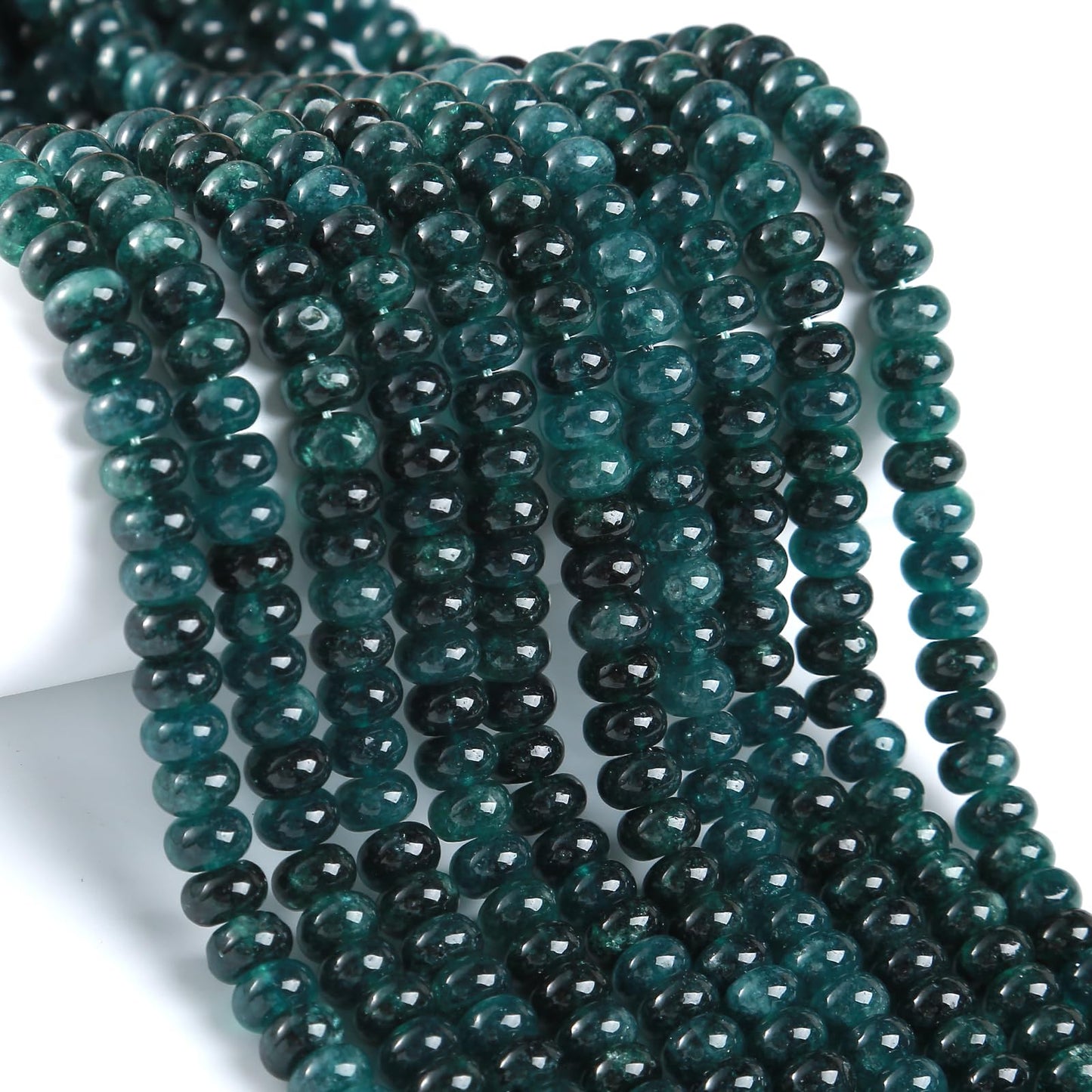 76pcs 5x8mm Natural Stone Dark Blue Jade Rondelle Spacer Loose Beads Abacus Disk Stone Round Loose Gemstone Beads for Jewelry Making DIY Bracelet Necklace