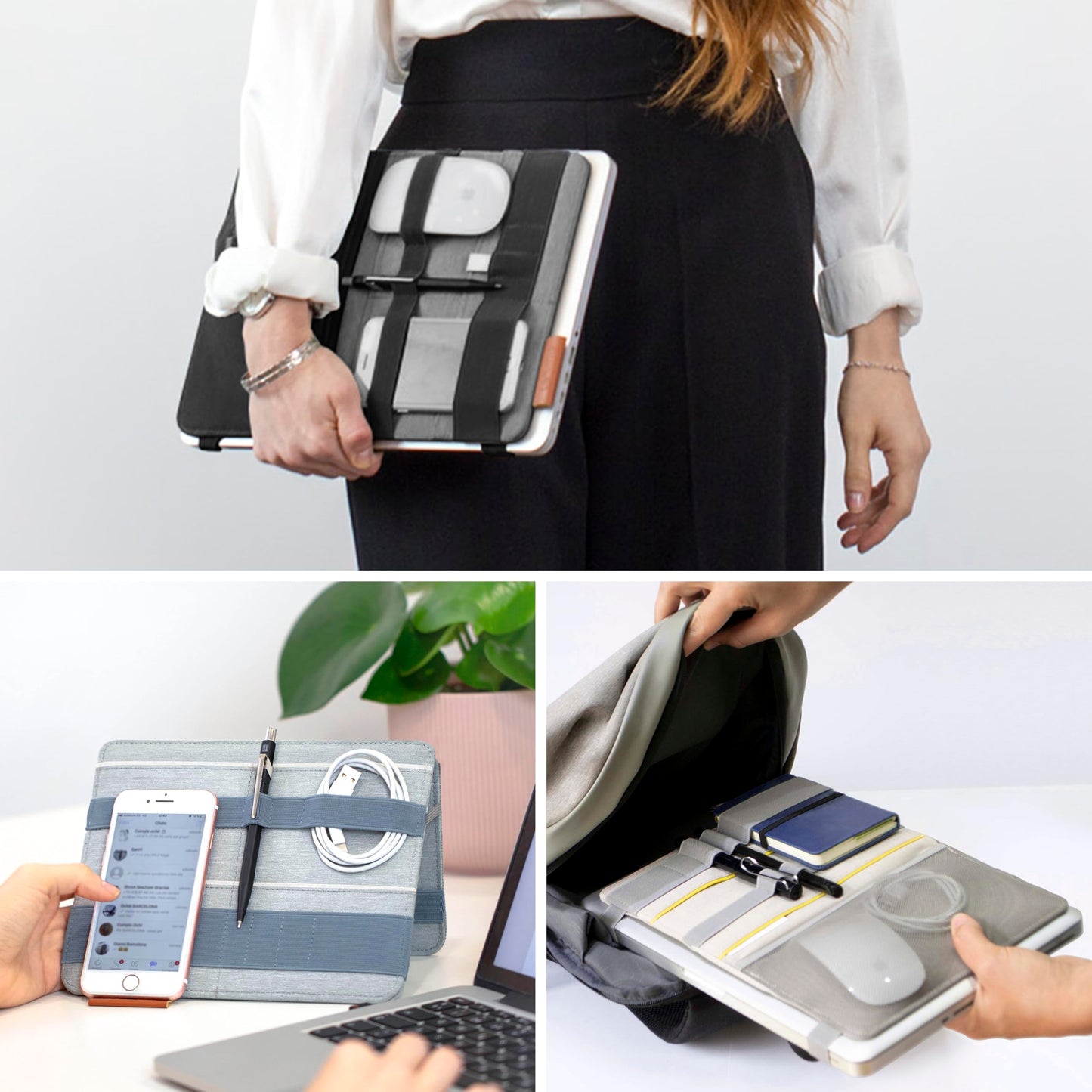 Beblau FOLD Portable Electronic Organizer – Attachable Device & Desktop Accessory | Office & Home Organizer | Fits 13"-15" Laptops & A4 Notebooks | Backpack Insert | Personal organizer