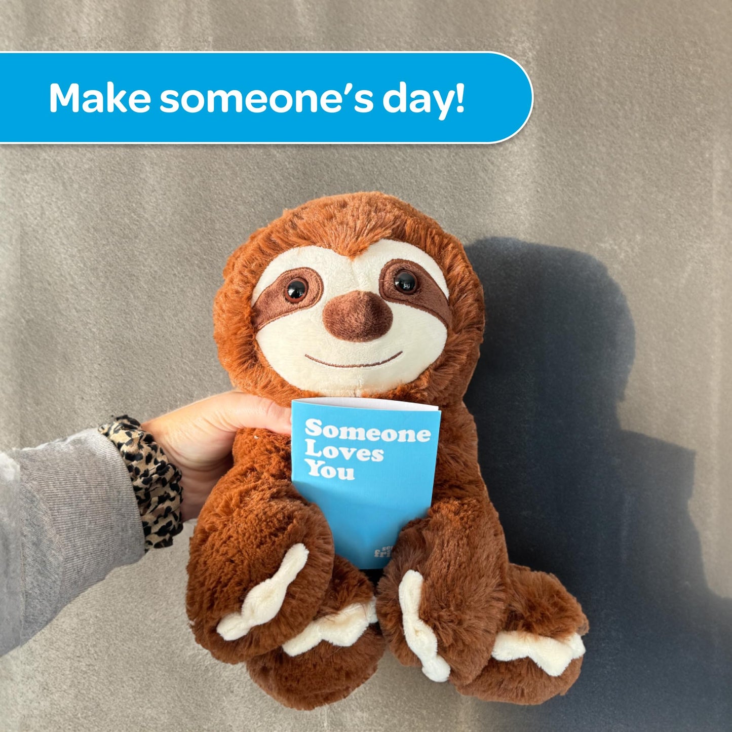 SendAFriend Sam The Sloth Stuffed Animal Care Package, Someone Loves You Box, Great Gift for Any Reason (Love You Notecard)