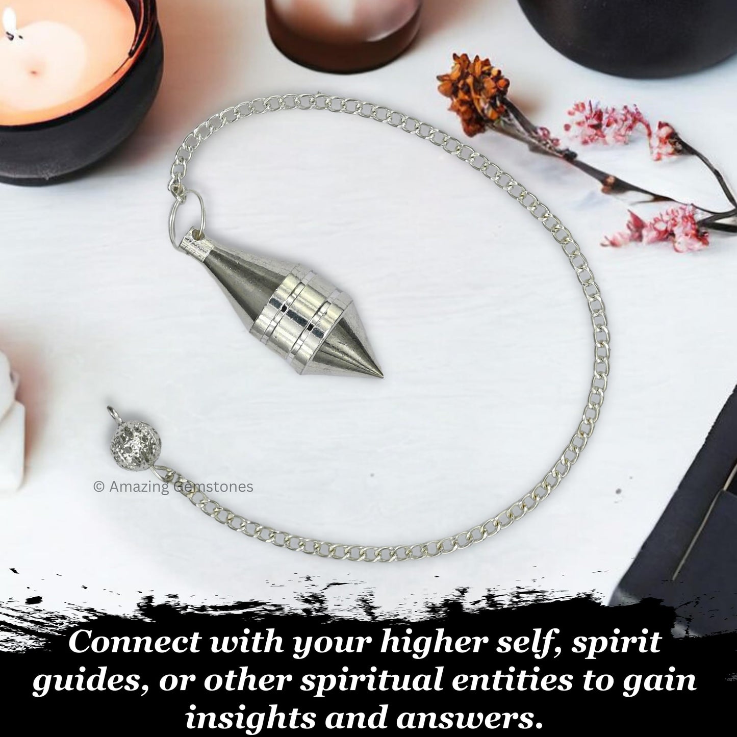 Amazing Gemstone Healing Metal Pendulums for Divination, Silver Drum Cone Steel Copper Pendulum High Energy Pendulo de Bronce Pendulos de Mesa MP64