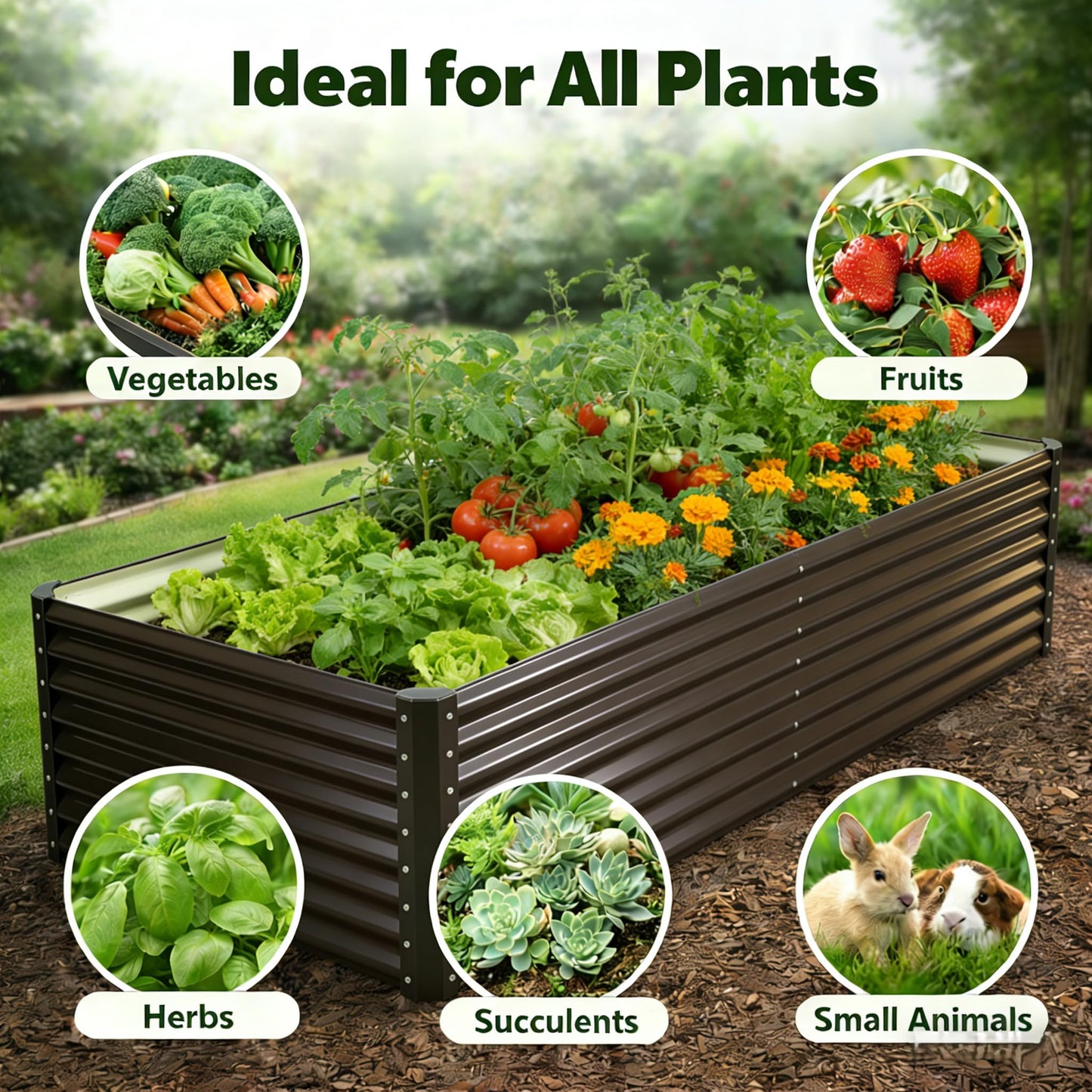 Tegarbed Galvanized Raised Garden Bed Kit Outdoor Patio,6x3x2ft Large Rectangular Metal Planter Boxes,Deep Root Box Planter for Gardening, Vegetables, Flowers, Herbs, 1 Pack, Black
