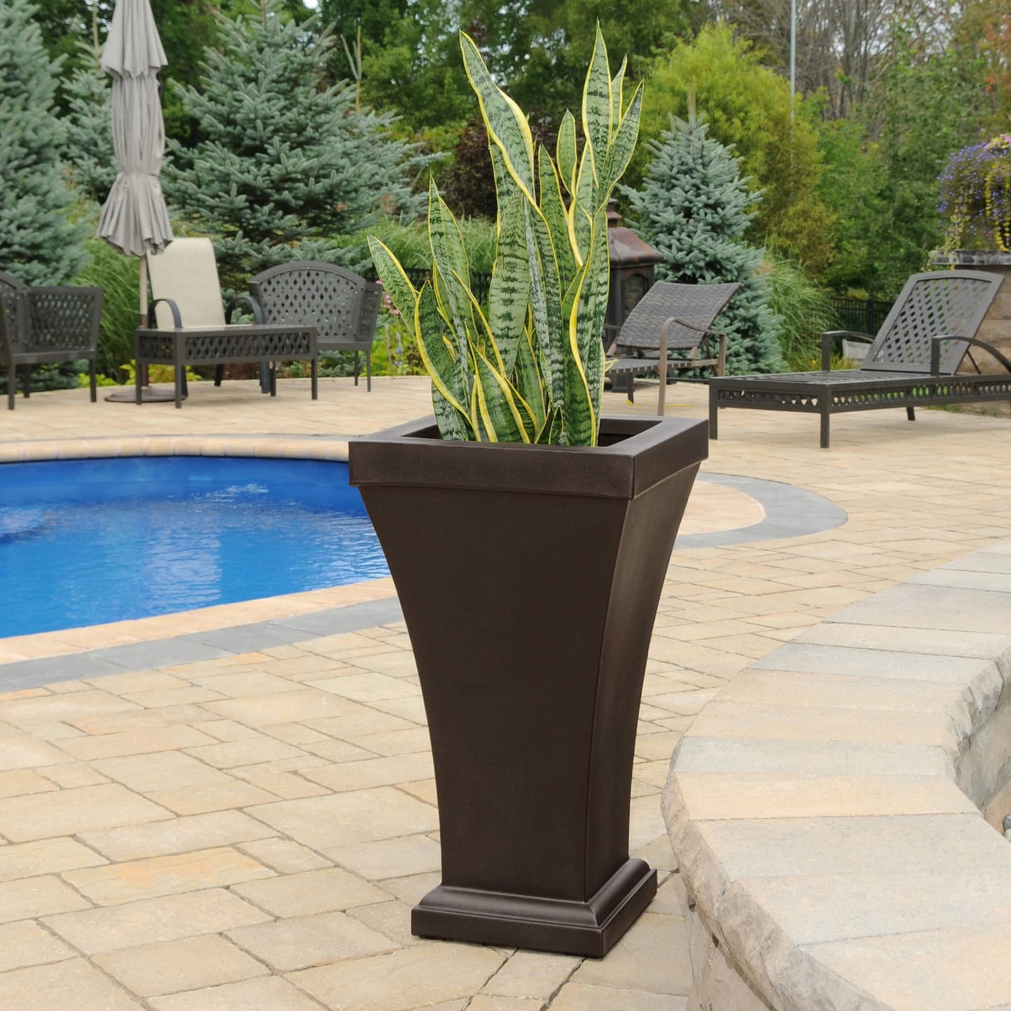 Mayne 5864-ES Bordeaux Tall Polyethylene Planter, Espresso