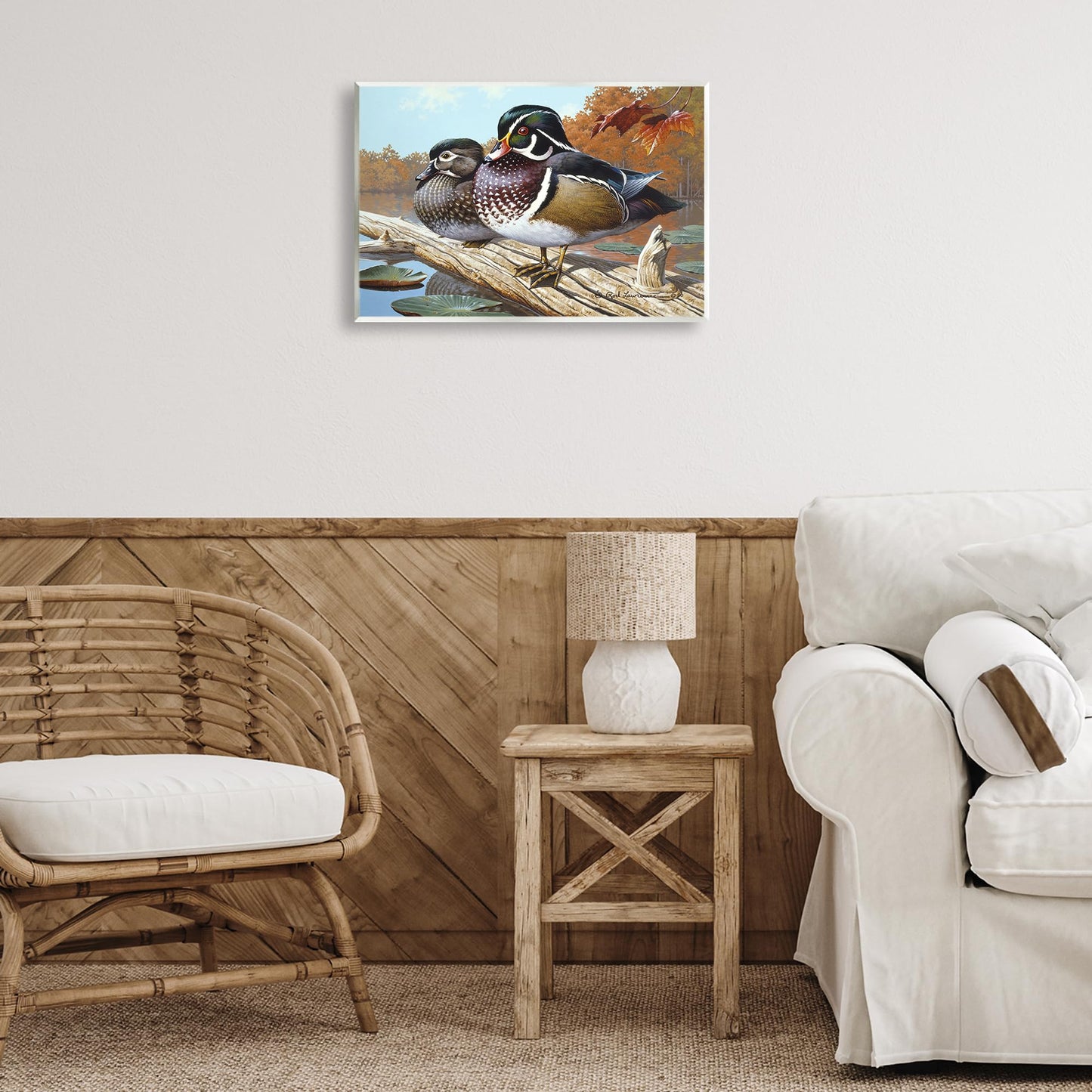 Stupell Industries Duck Pair on Driftwood Wall Plaque Art Design by Rod Lawrence, 19 x 13