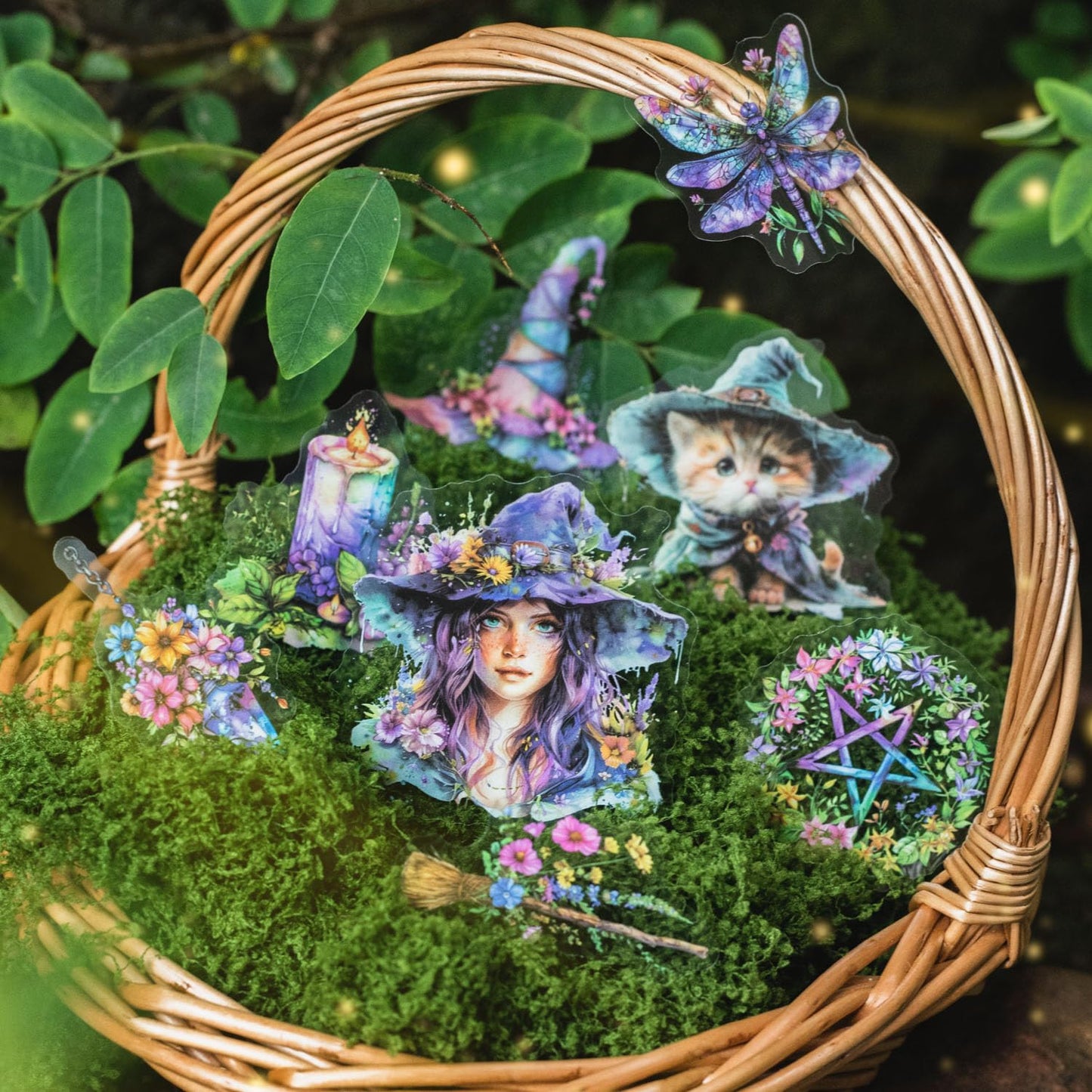 MiyouLuna 180Pcs Forest Witch PET Stickers, Magic Scrapbook Ephemera for Journaling Craft Supplies and Junk Journal