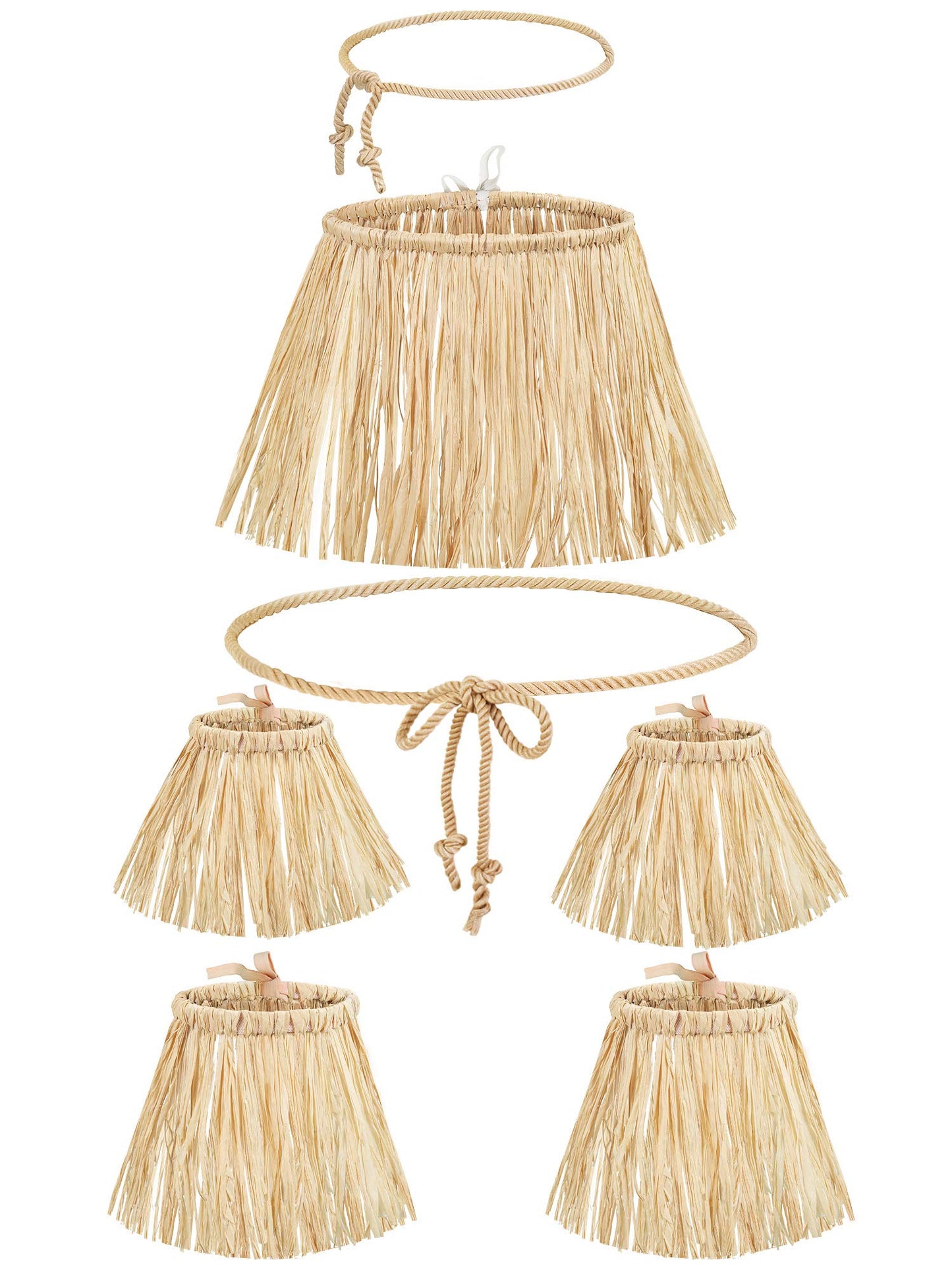 Jetec 7 Pieces Scarecrow Straw Kit 5 Raffia Material Scarecrow Costume Accessories Decoration Raffia Neck Arm and Ankle Ties and 2 Cotton Cord Ties for Party Accessory Halloween Decoration