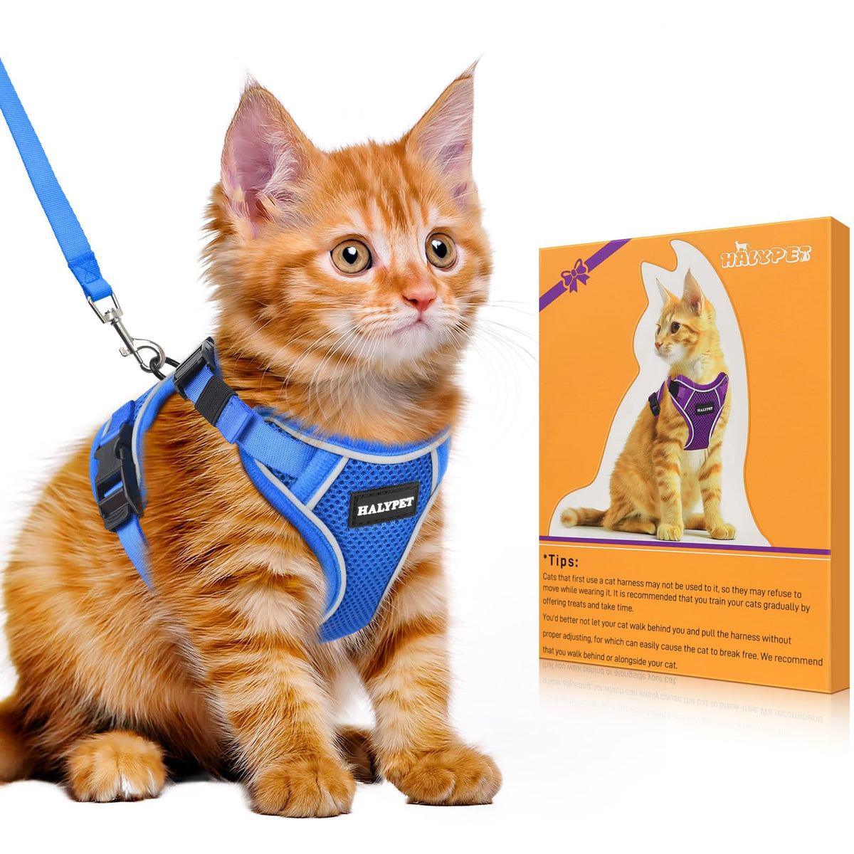Cat Harness and Leash Set,Escape Proof Kitten Harness,Orange