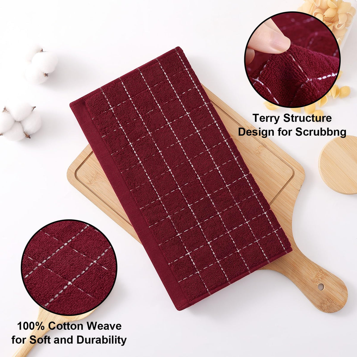 100% Cotton Terry Kitchen Dish Cloths (6 Count)