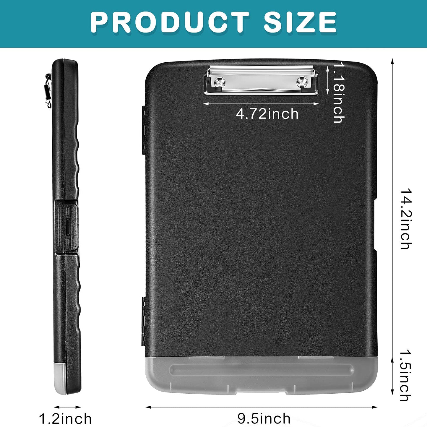 Epakh 4 Pcs Clipboard with Storage Plastic Nursing Clipboard with Pen Holder Folder Side Opening Storage with Low Profile Clip