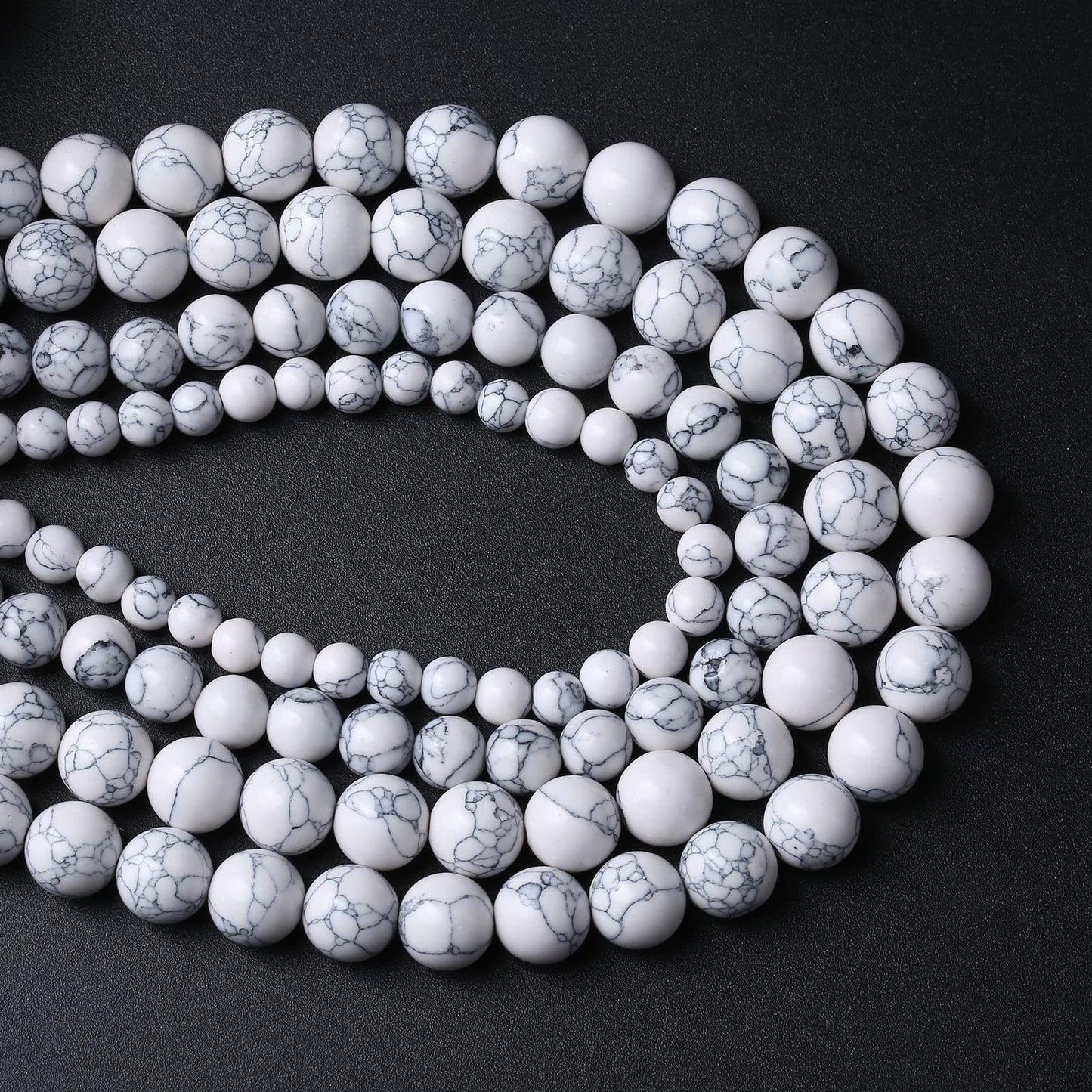 90pcs 4mm Natural Stone Beads White Turquoise Gemstone Round Loose Beads for Jewelry Making Crystal Energy Stone Healing Power DIY Bracelets (4mm, White Turquoise)