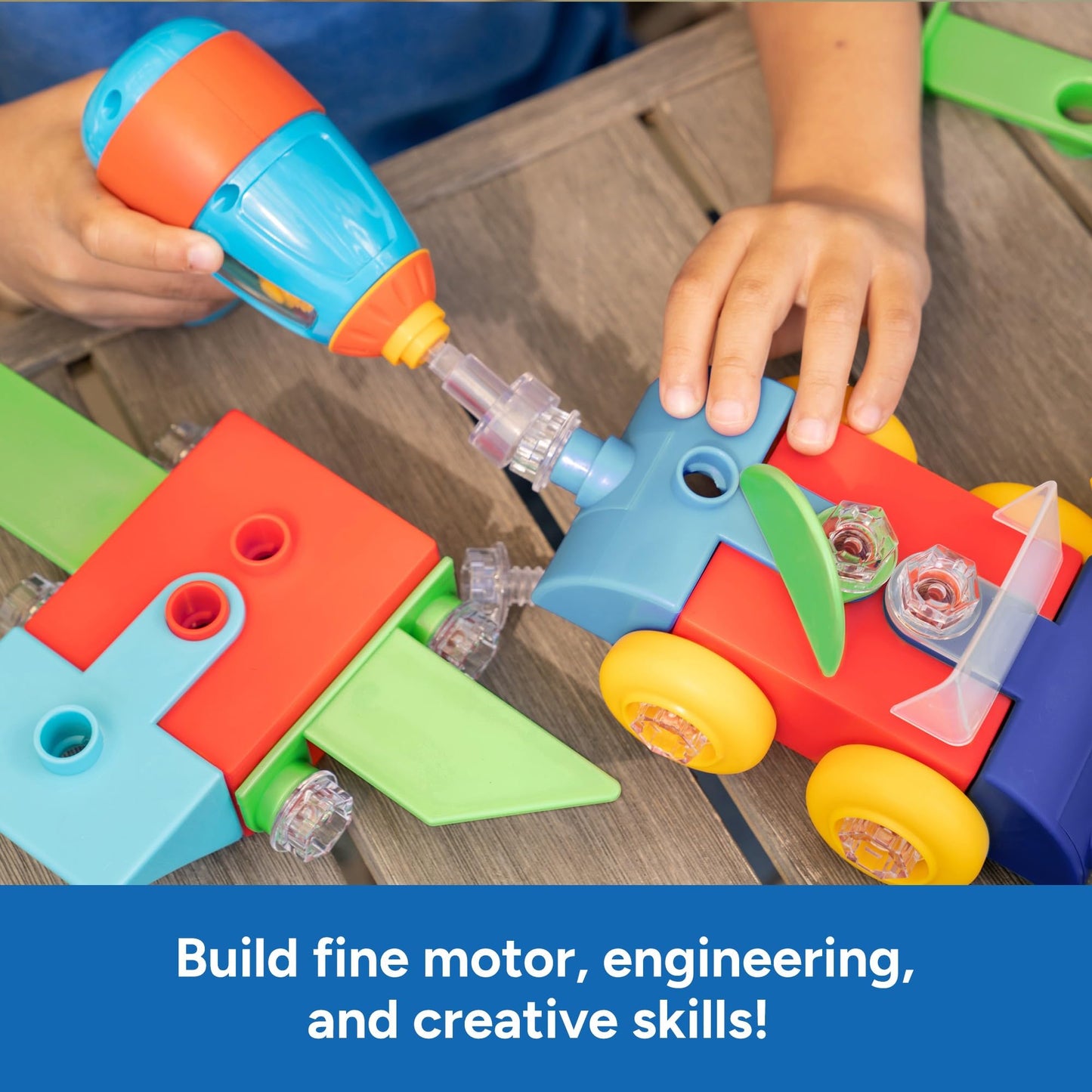 Educational Insights Design & Drill Build-It Bucket - Vehicle Building Toys for Toddlers 3-5, Construction Toy Set with Real Working Electric Drill Toy, Take Apart STEM Toys for 3+ Year Old