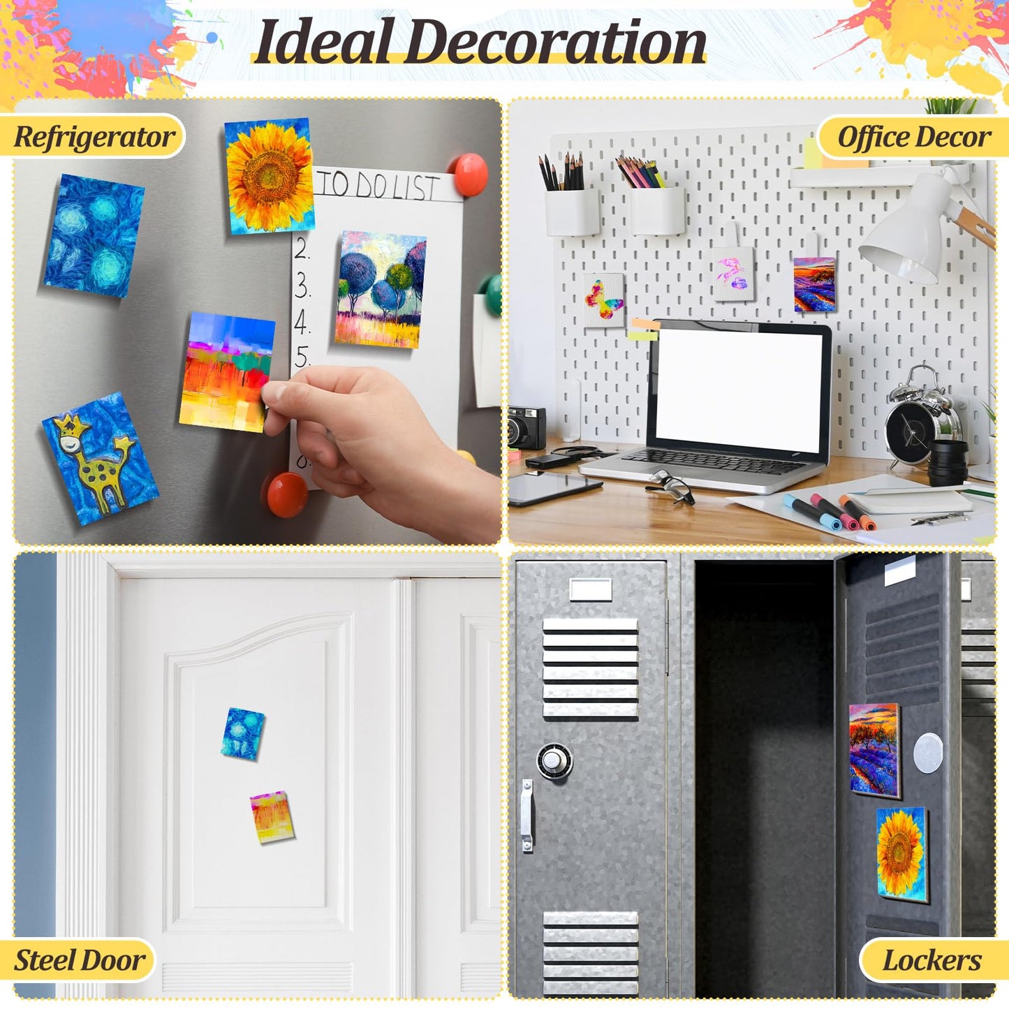 Engrowtic 25 Pcs Mini Magnetic Painting Canvas Panel Mini Canvas Boards for Painting Tile Art for Fridge Locker Art Crafts DIY(Rectangle,2 1/5 x 3 in)