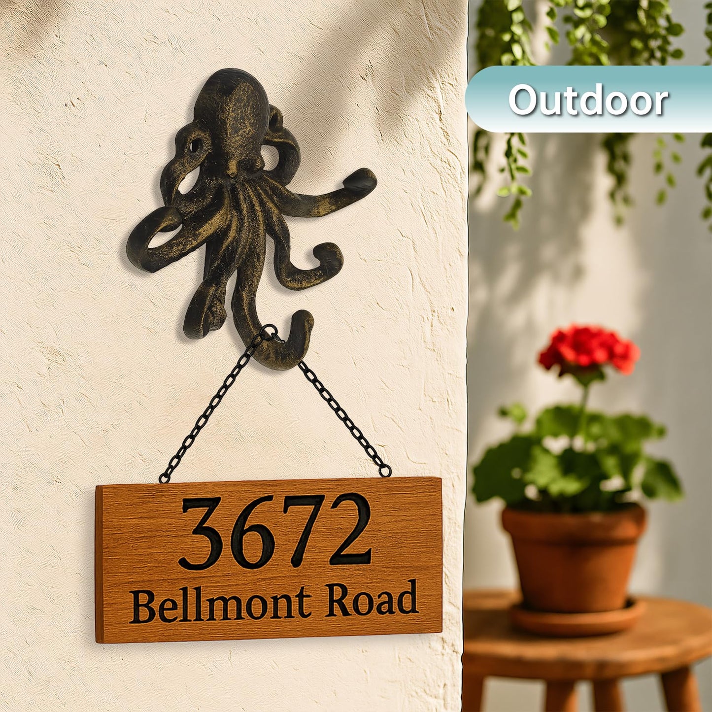 HERNGEE Octopus Cast Iron Wall Hook – Nautical Decorative Key Holder, Coastal Ocean Theme Animal Hook for Entryway, Bathroom, or Bedroom, Heavy Duty Antique Bronze