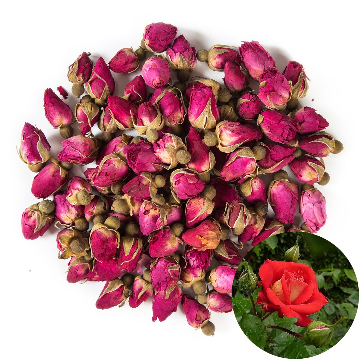 TooGet Fragrant Natural Red Rose Buds Rose Petals Organic Dried Flowers Wholesale, Culinary Food Grade - 8 OZ
