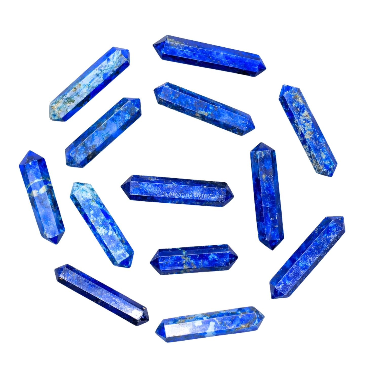 Amazing Gemstone Lapis Lazuli Crystal Points Bulk Healing Crystals & Stones - Pack of 3 Double Terminated Healing Wand Point Bulk Crystals for Crafts, Crystal Grid, DIY Work - Premium Crystals
